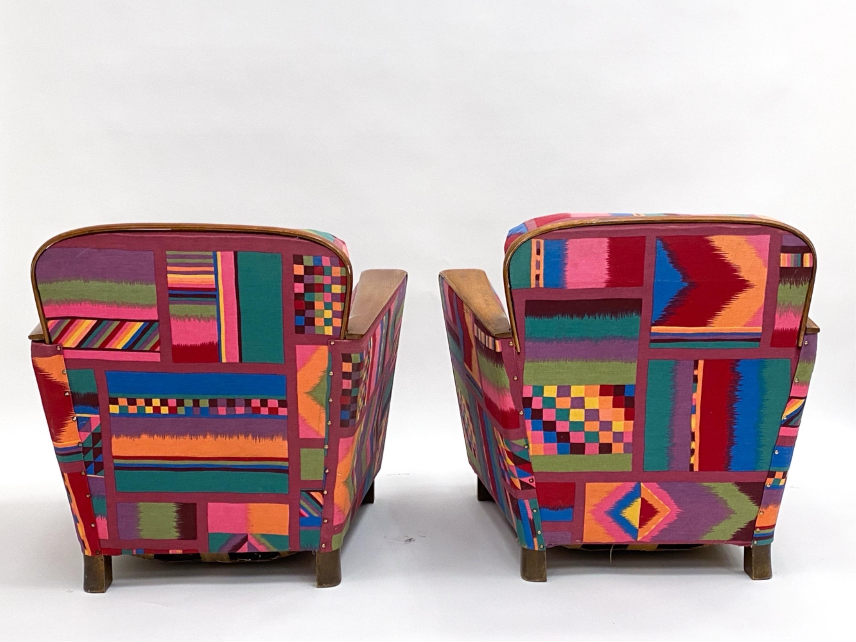 Pair Swedish Art Deco Armchairs Gorgeous Vintage Art Deco Club Chairs 1