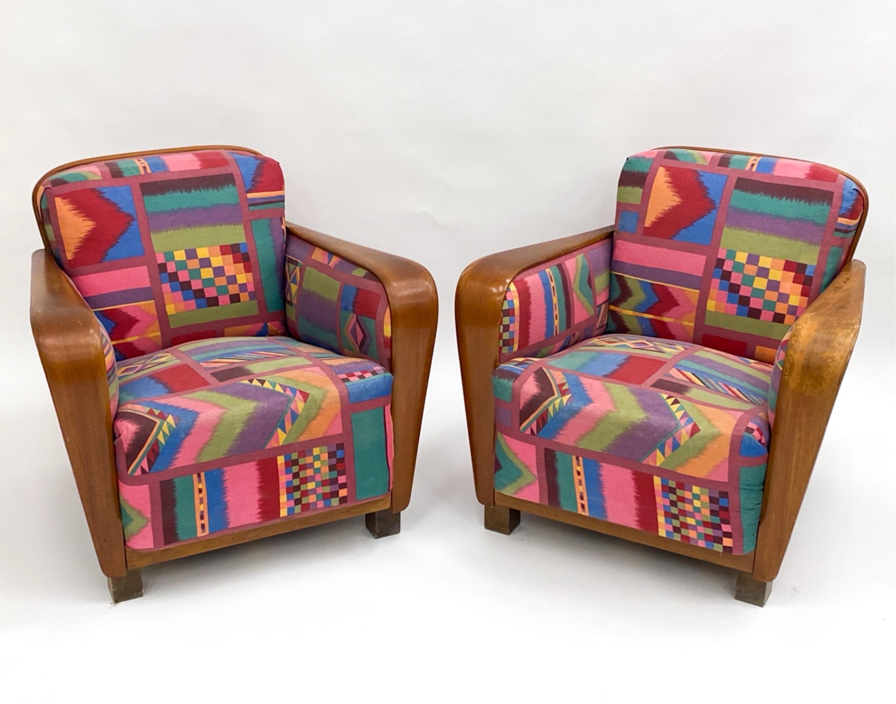 Pair Swedish Art Deco Armchairs Gorgeous Vintage Art Deco Club Chairs 2