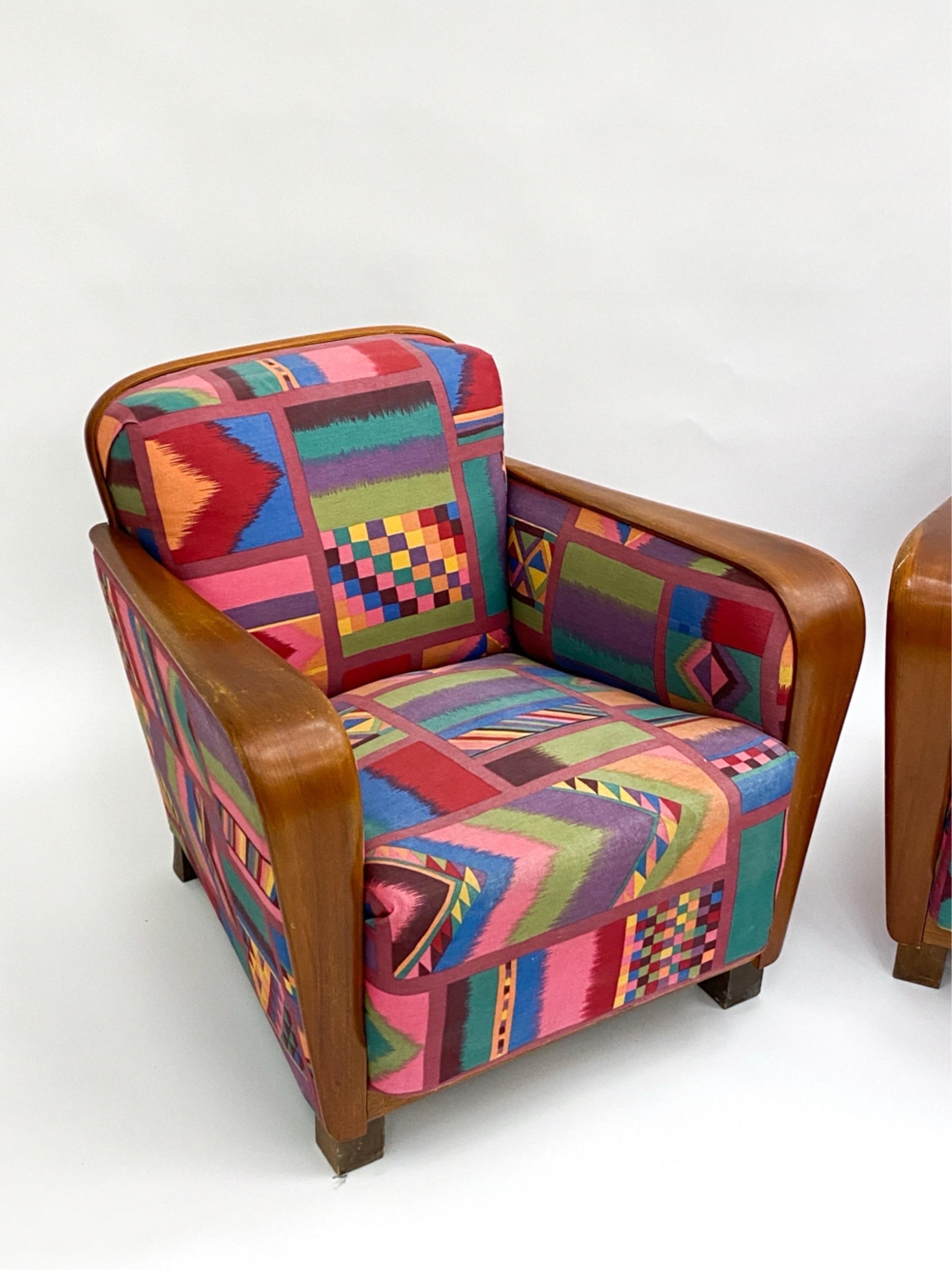 Pair Swedish Art Deco Armchairs Gorgeous Vintage Art Deco Club Chairs 3