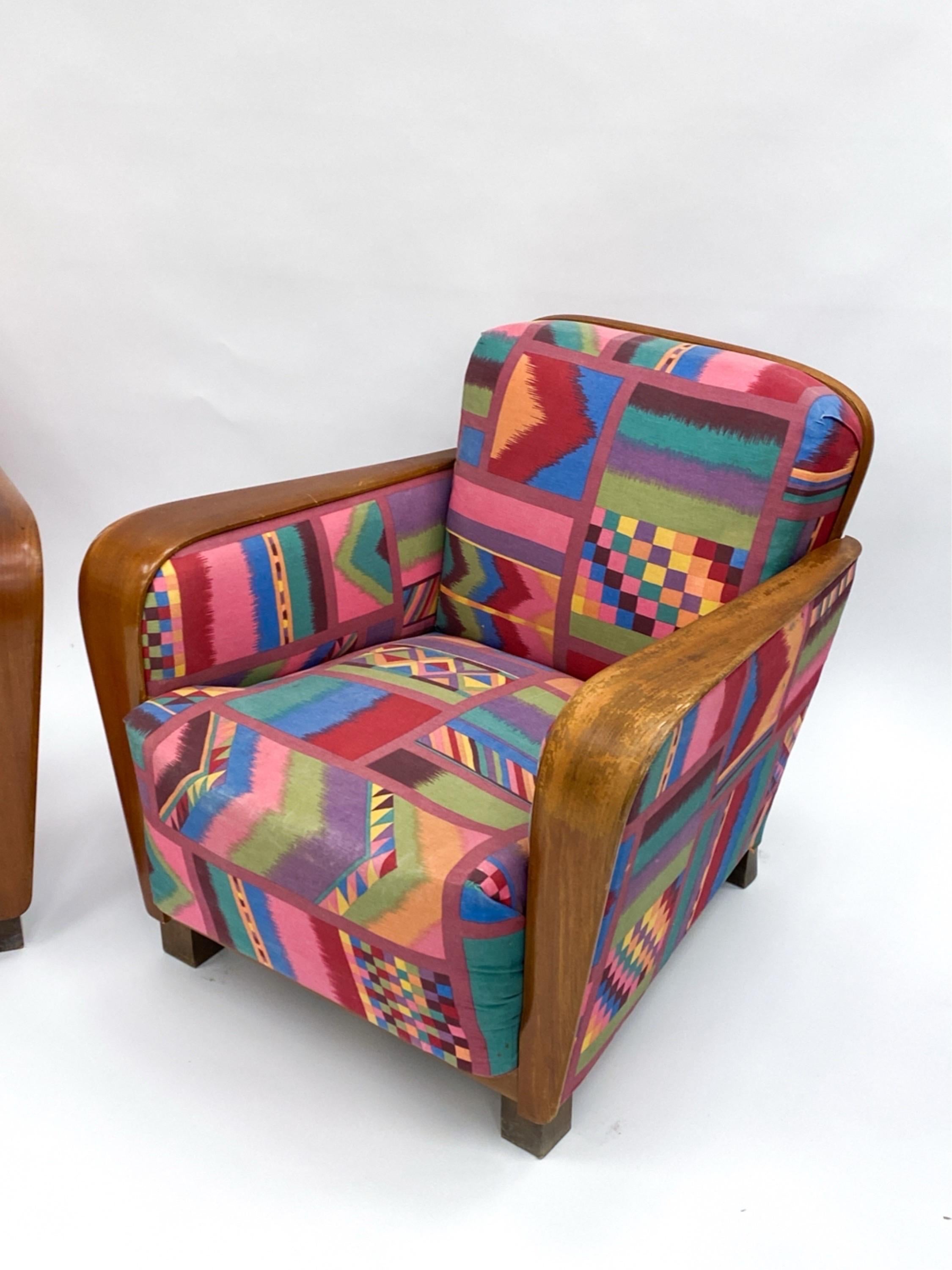 Pair Swedish Art Deco Armchairs Gorgeous Vintage Art Deco Club Chairs 4