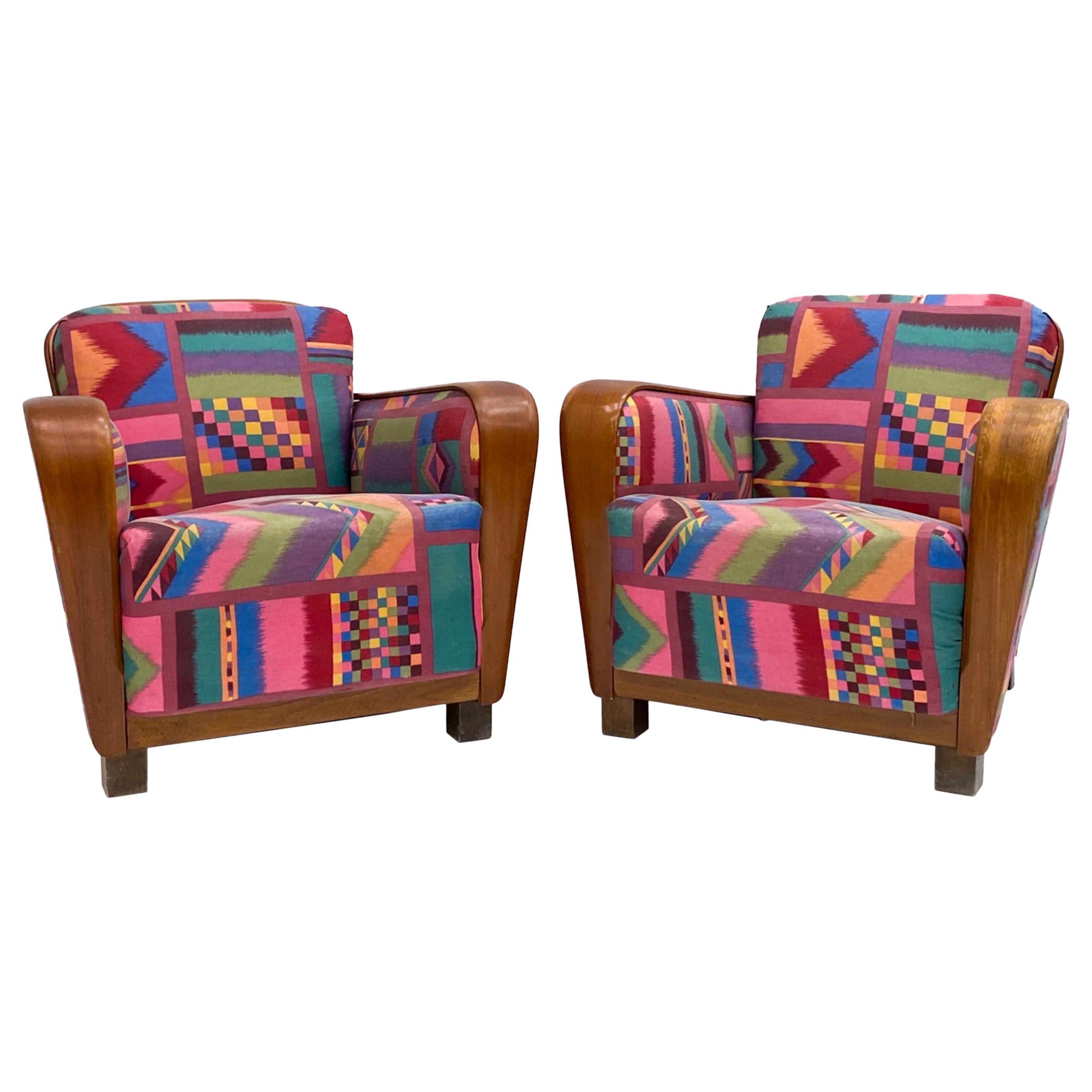 Pair Swedish Art Deco Armchairs Gorgeous Vintage Art Deco Club Chairs