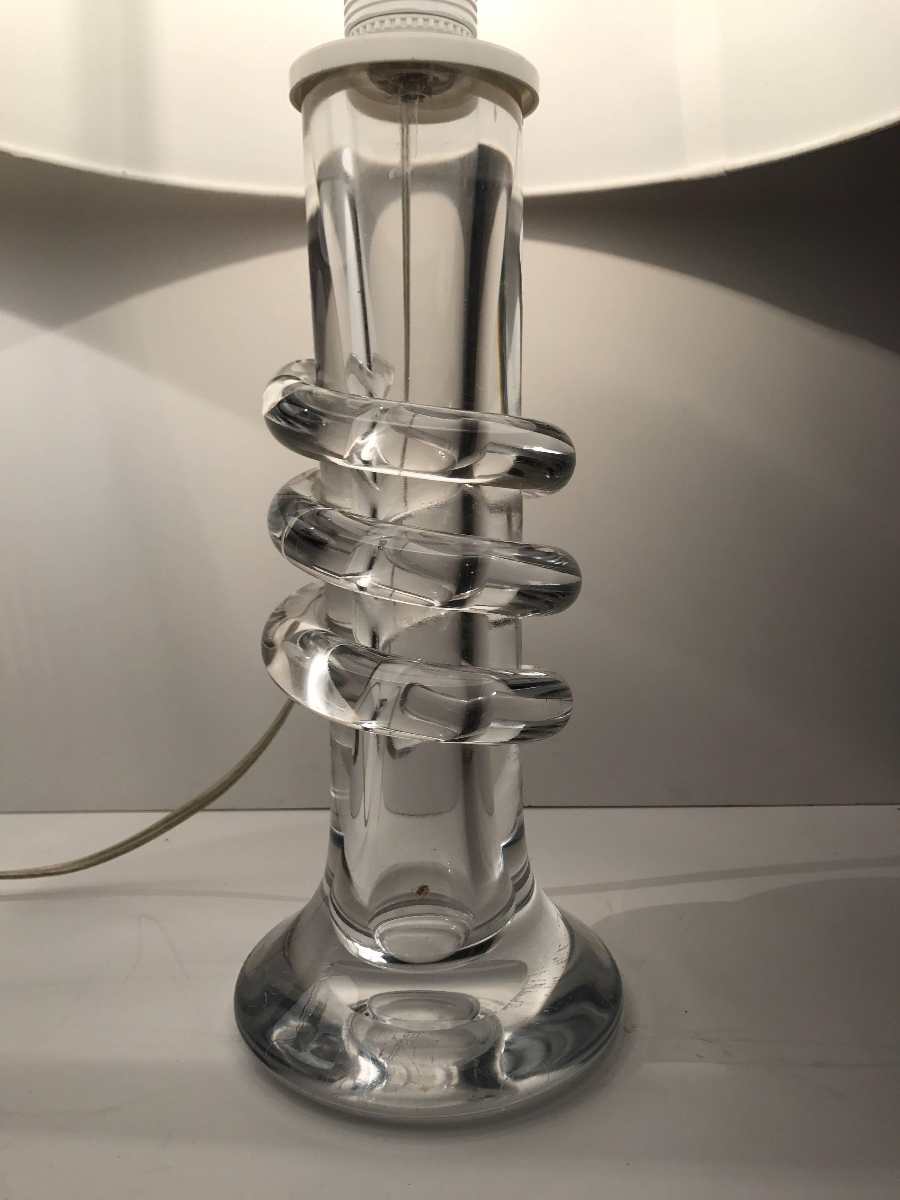Late 20th Century Swedish Art Glass Table Lamps Pair by Hannelore Dreutler for Ateljé Lyktan Åhus For Sale
