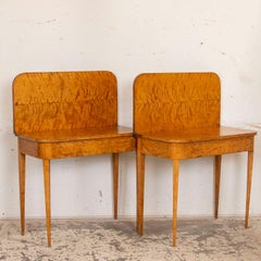 Pair, Swedish Birch Antique Game Tables Side Tables with Hidden Storage