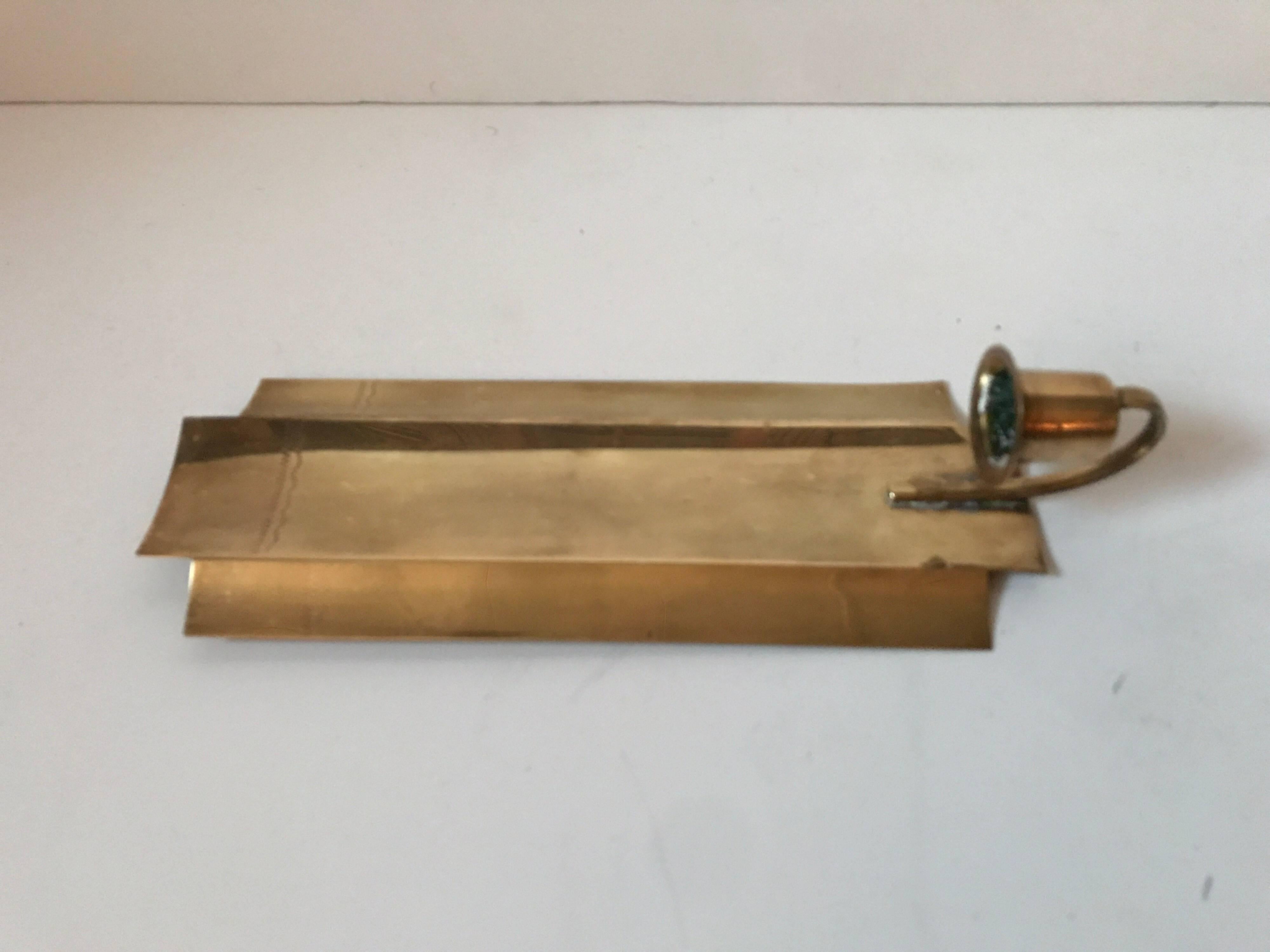 Scandinavian Modern Pair of Swedish Brass Candle Wall Sconces, 1950 For Sale