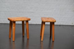 Paar schwedische Hocker aus Kiefer im Brutalismus, 1950er Jahre, handgefertigt und aufgearbeitet