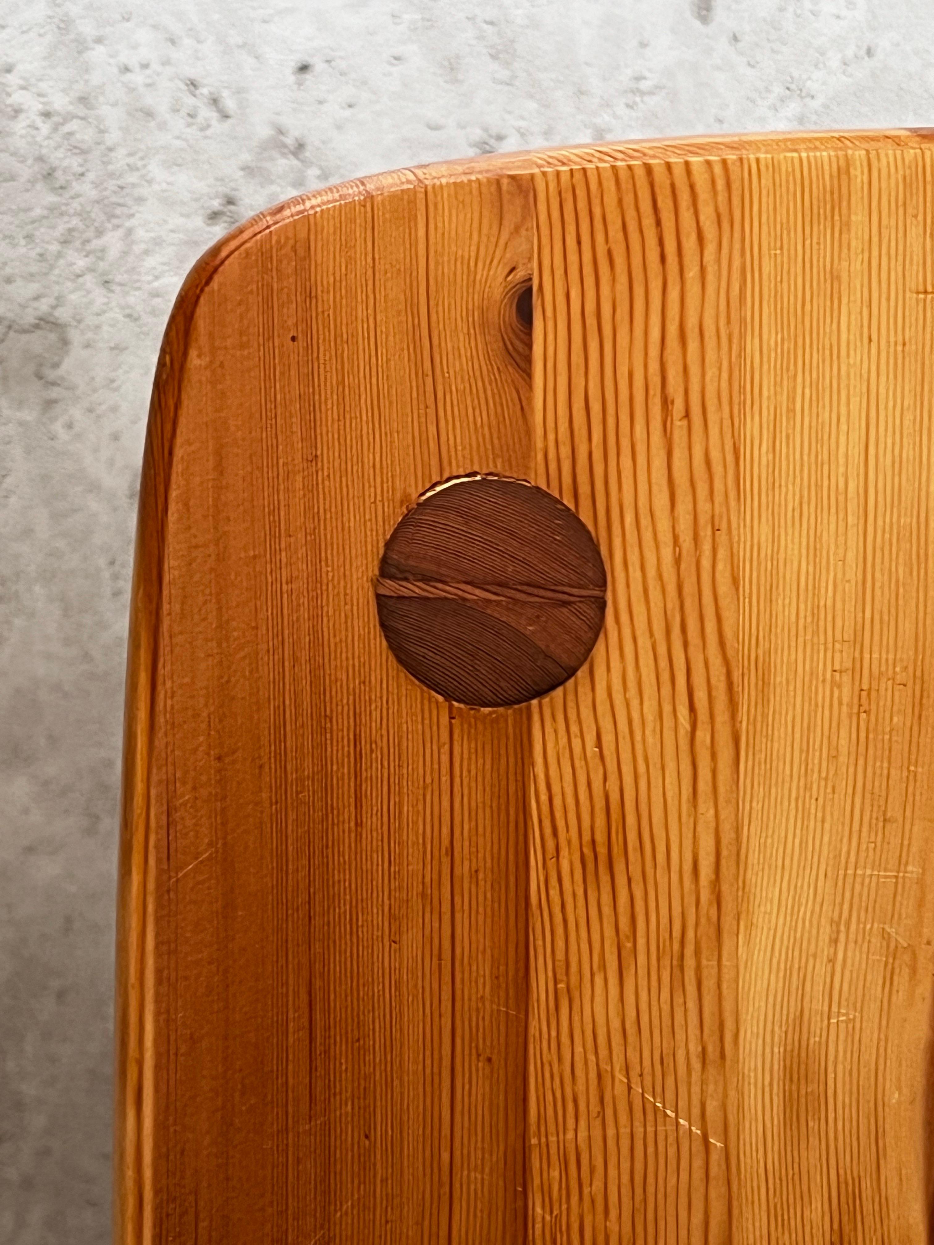 Hardwood Pair Swedish Brutalist pine stools, 1950s, Handmade fine quality refinished For Sale