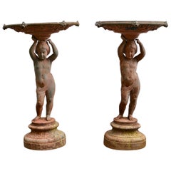 Pair of Swedish Cast Iron Figural Garden Jardinières, by Bolinder, Stockholm