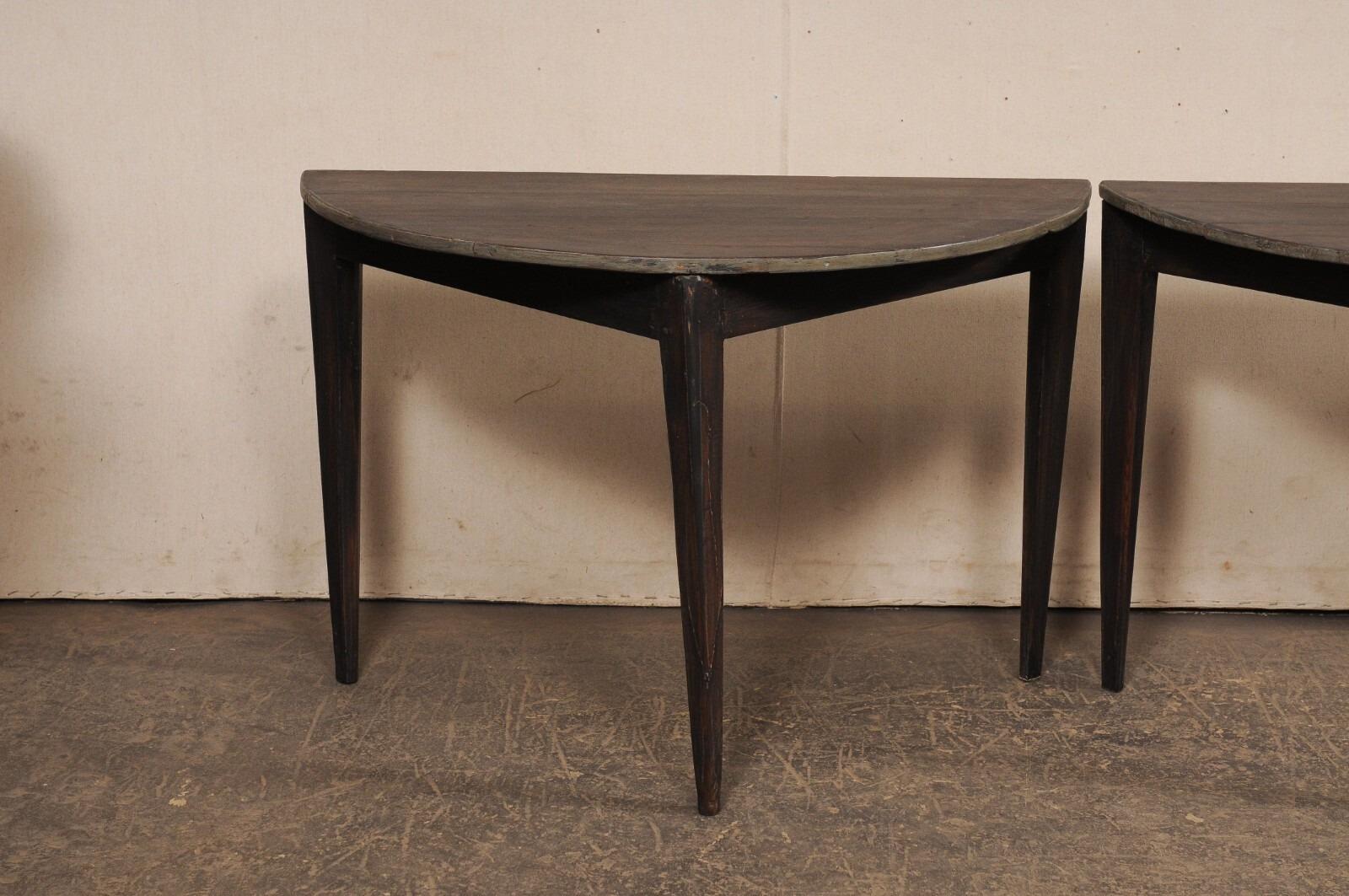 Pair Swedish Demi-Lunes (or Joined as a Center Table), Early 20th C. For Sale 6