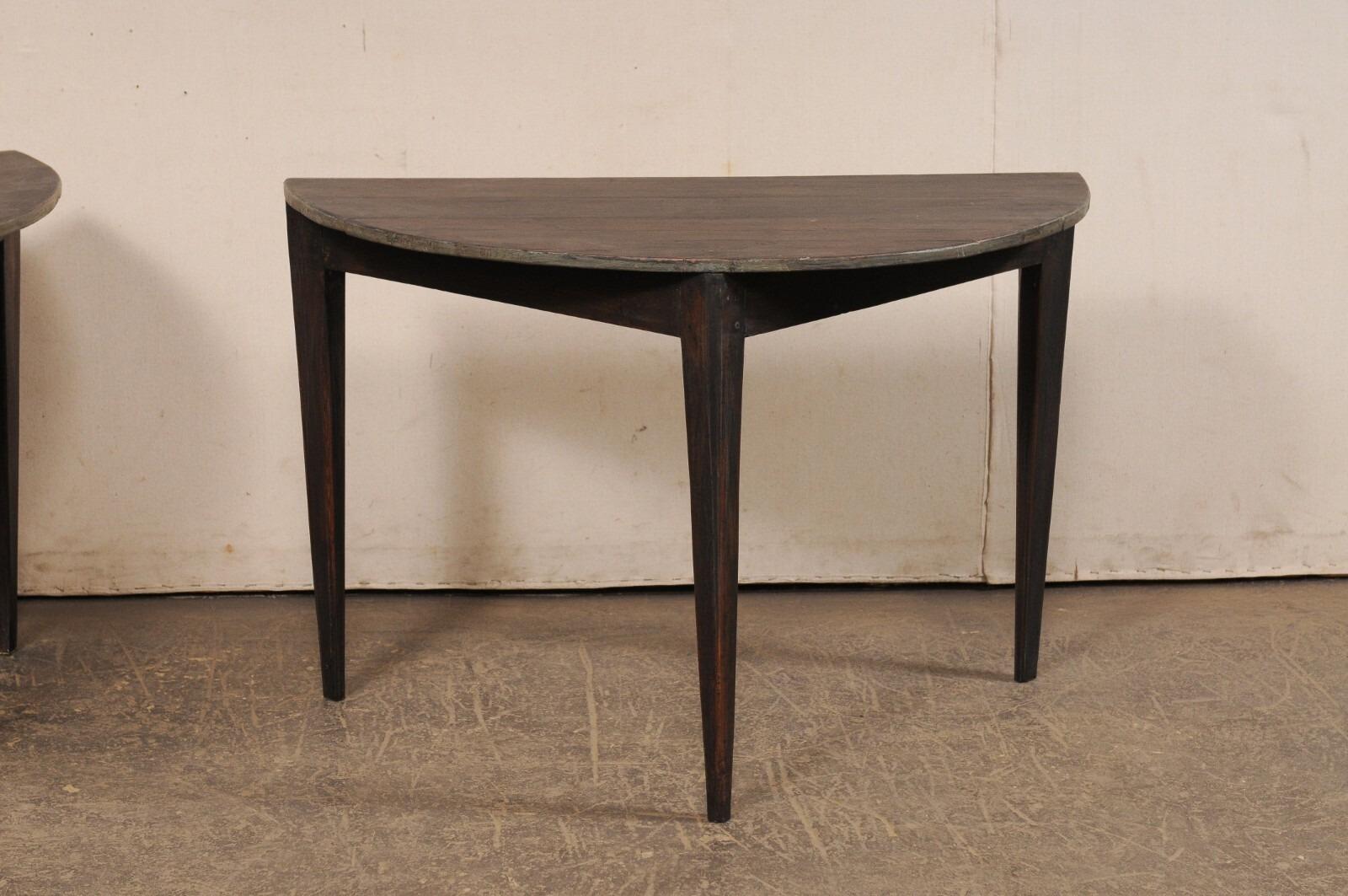 Pair Swedish Demi-Lunes (or Joined as a Center Table), Early 20th C. In Good Condition For Sale In Atlanta, GA