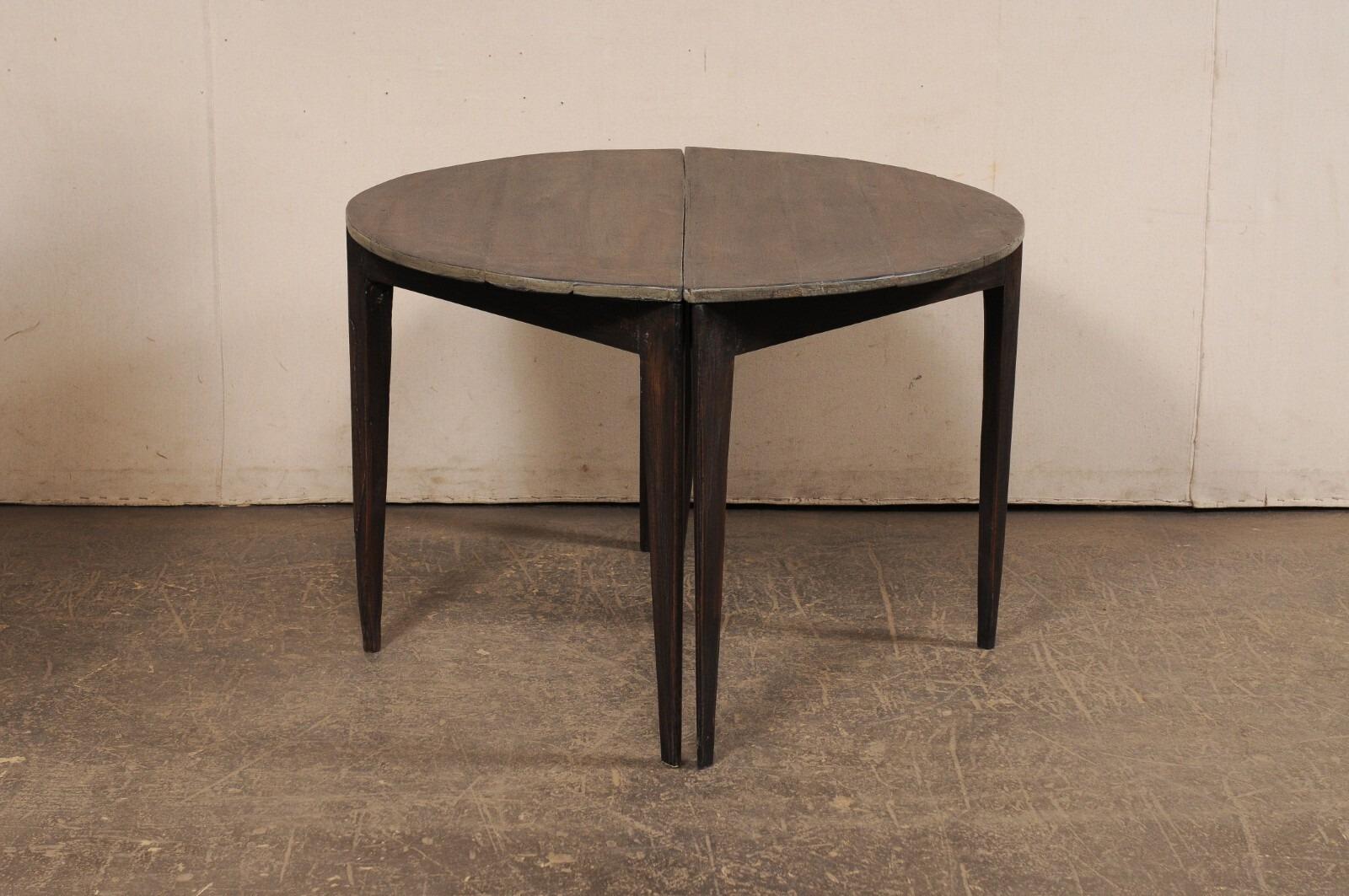 Pair Swedish Demi-Lunes (or Joined as a Center Table), Early 20th C. For Sale 1