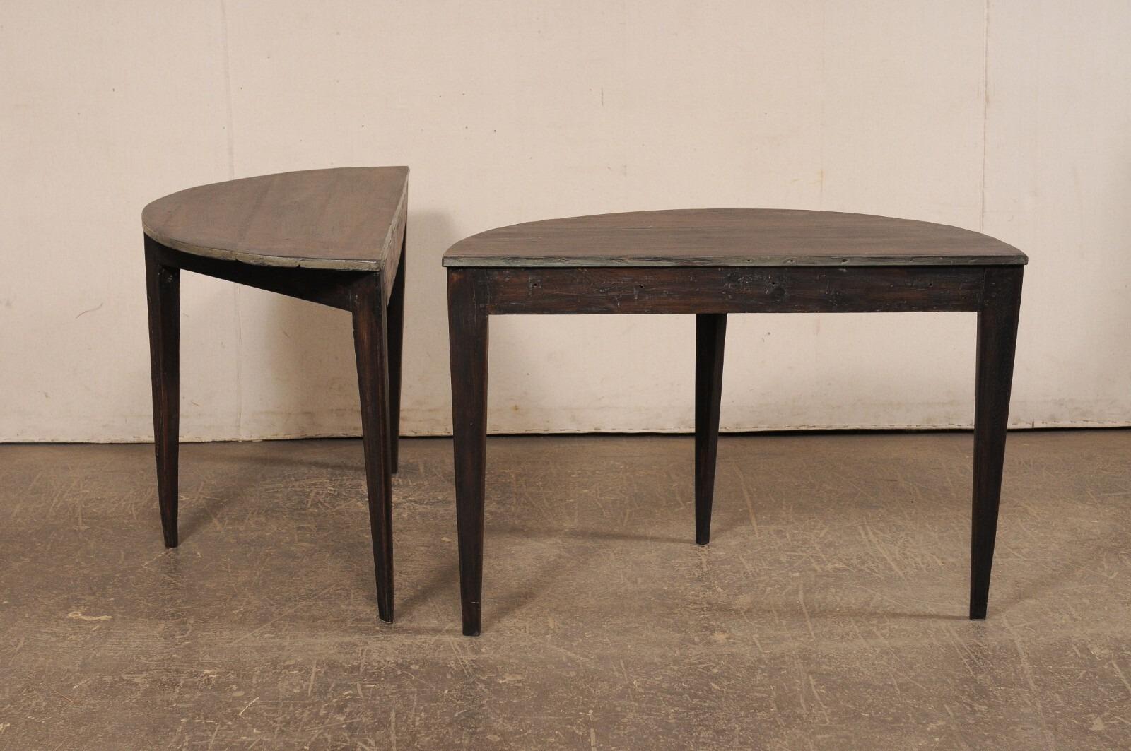 Pair Swedish Demi-Lunes (or Joined as a Center Table), Early 20th C. For Sale 3