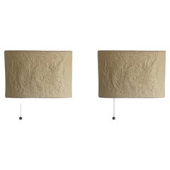 Pair Swedish Design Parchment Paper Sconces Wall Lights, 1980s