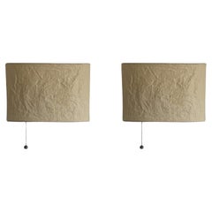 Pair Swedish Design Parchment Paper Sconces Wall Lights, 1980s