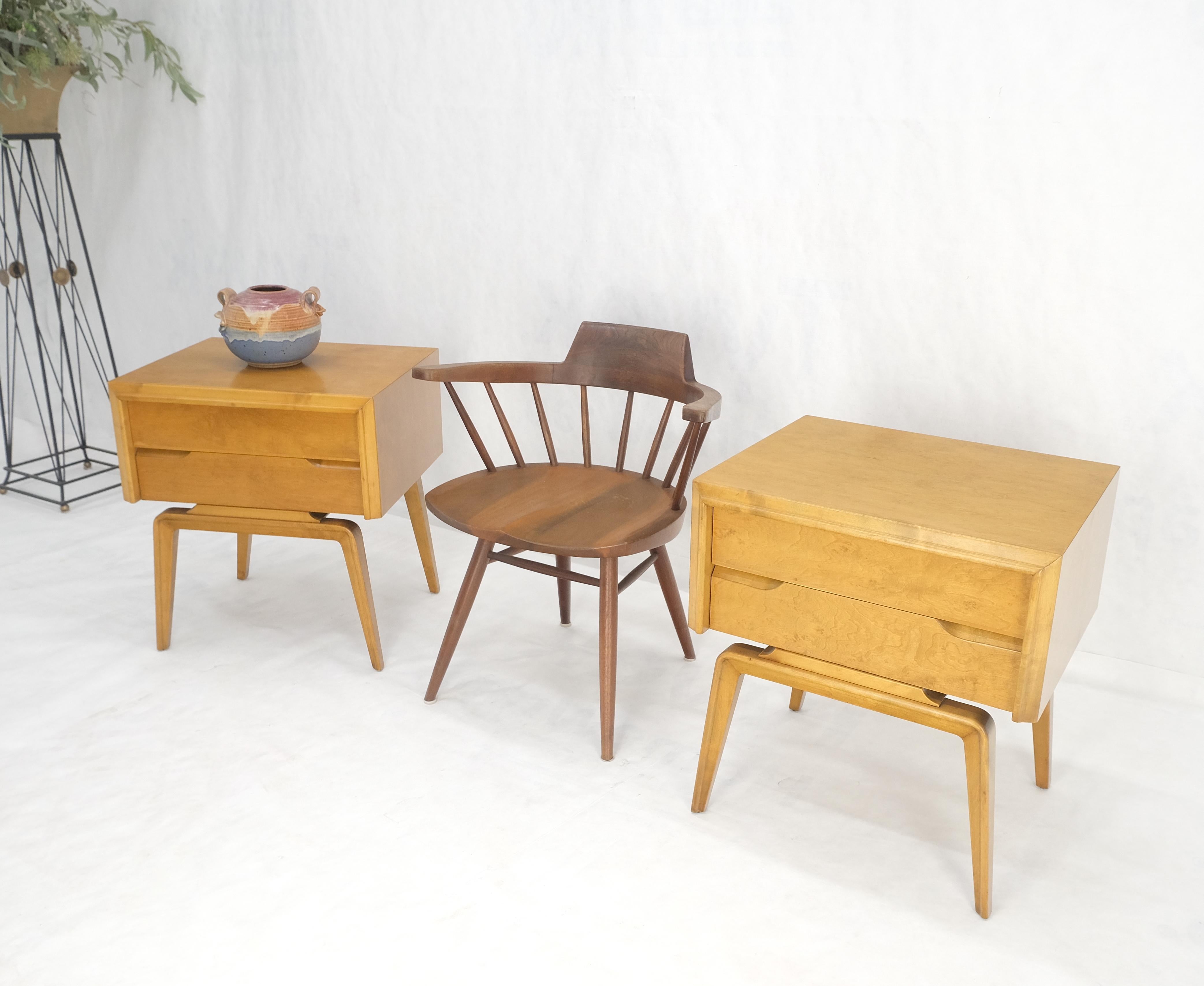 Pair Swedish Edmund Spence 2 Drawer Blond Birch Night Bed Stands Cabinets MINT! For Sale 8