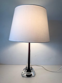 Pair of Swedish Flygsfors Orrefors Violet Art Glass Table Lamps