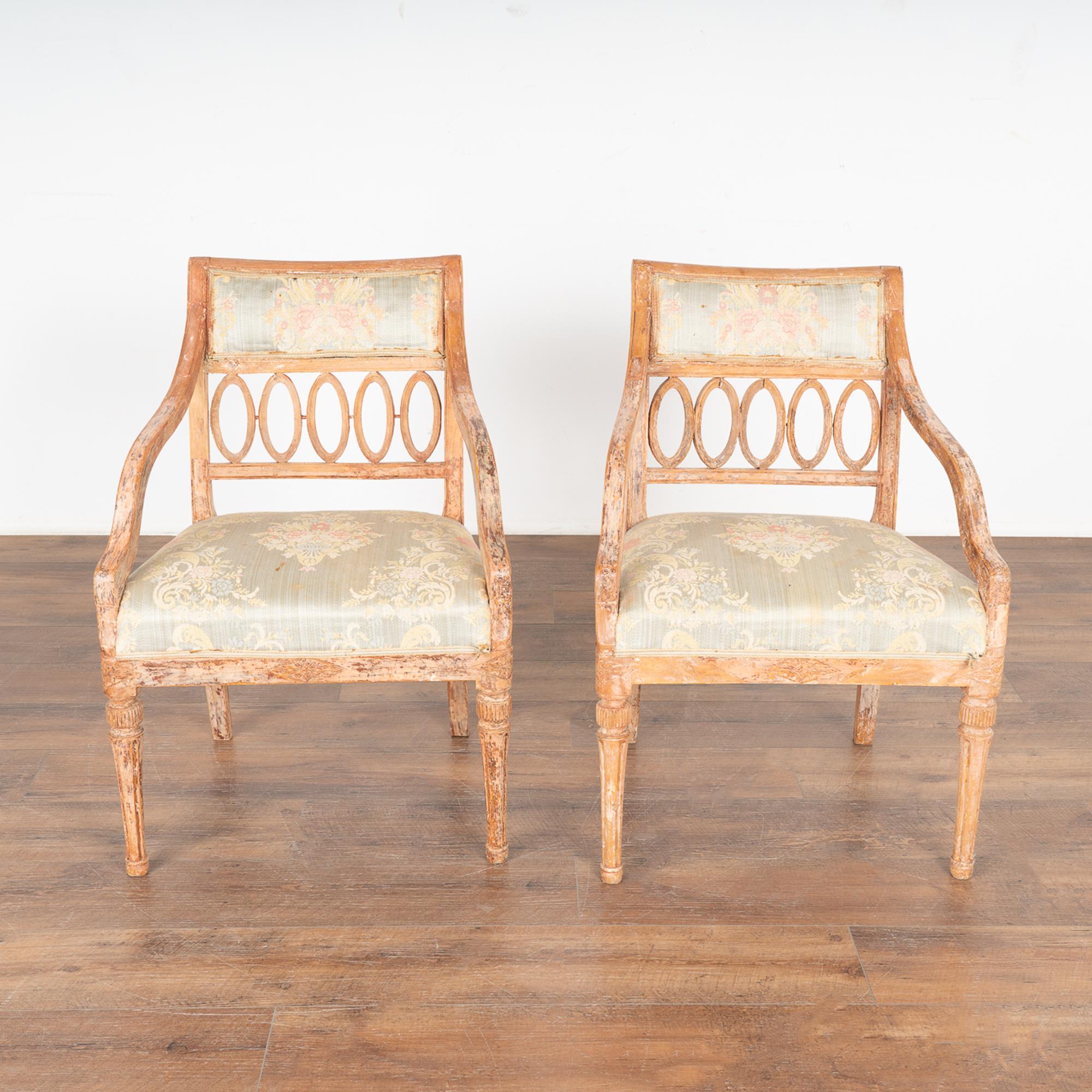 Pair, Swedish Gustavian Arm Chairs, circa 1840 In Good Condition In Round Top, TX