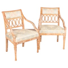 Pair, Swedish Gustavian Arm Chairs, circa 1840