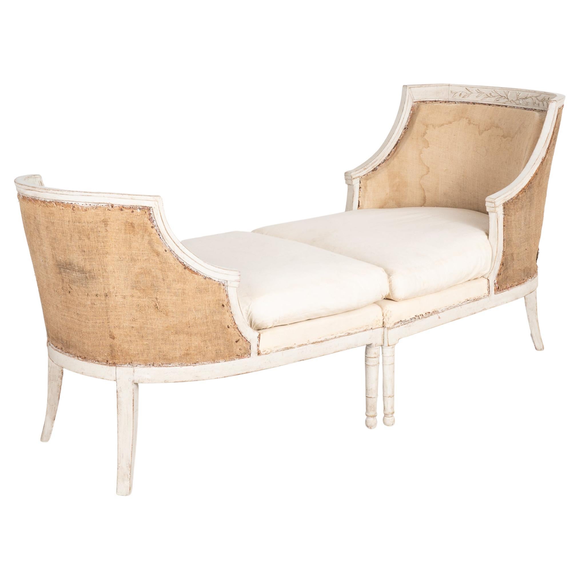 Pair, Swedish Gustavian Arm Chairs, Together Form Settee or Sofa, circa 1840