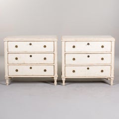 Pair Swedish Gustavian Painted Commodes C. 1860