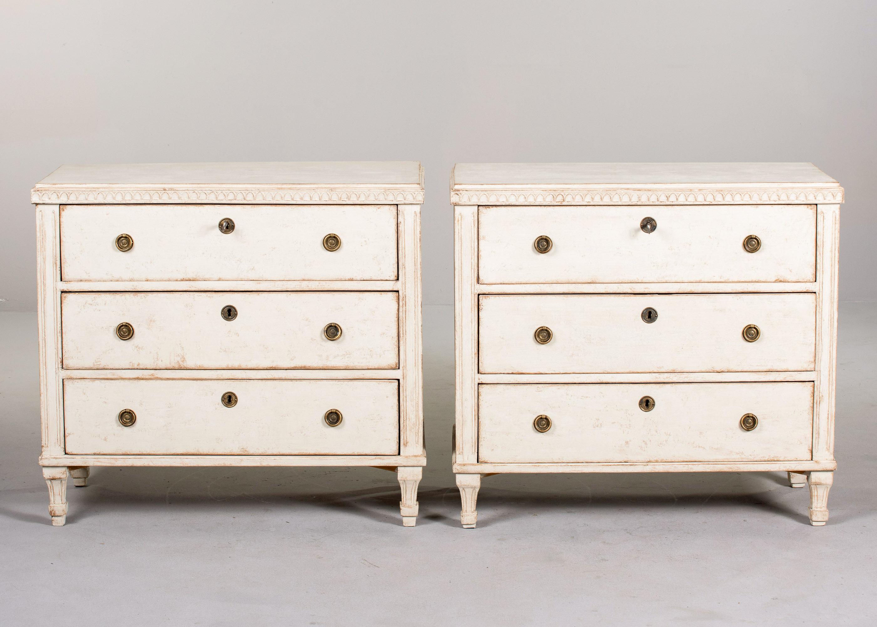 Jacobean Pair Swedish Gustavian Painted Commodes C. 1860