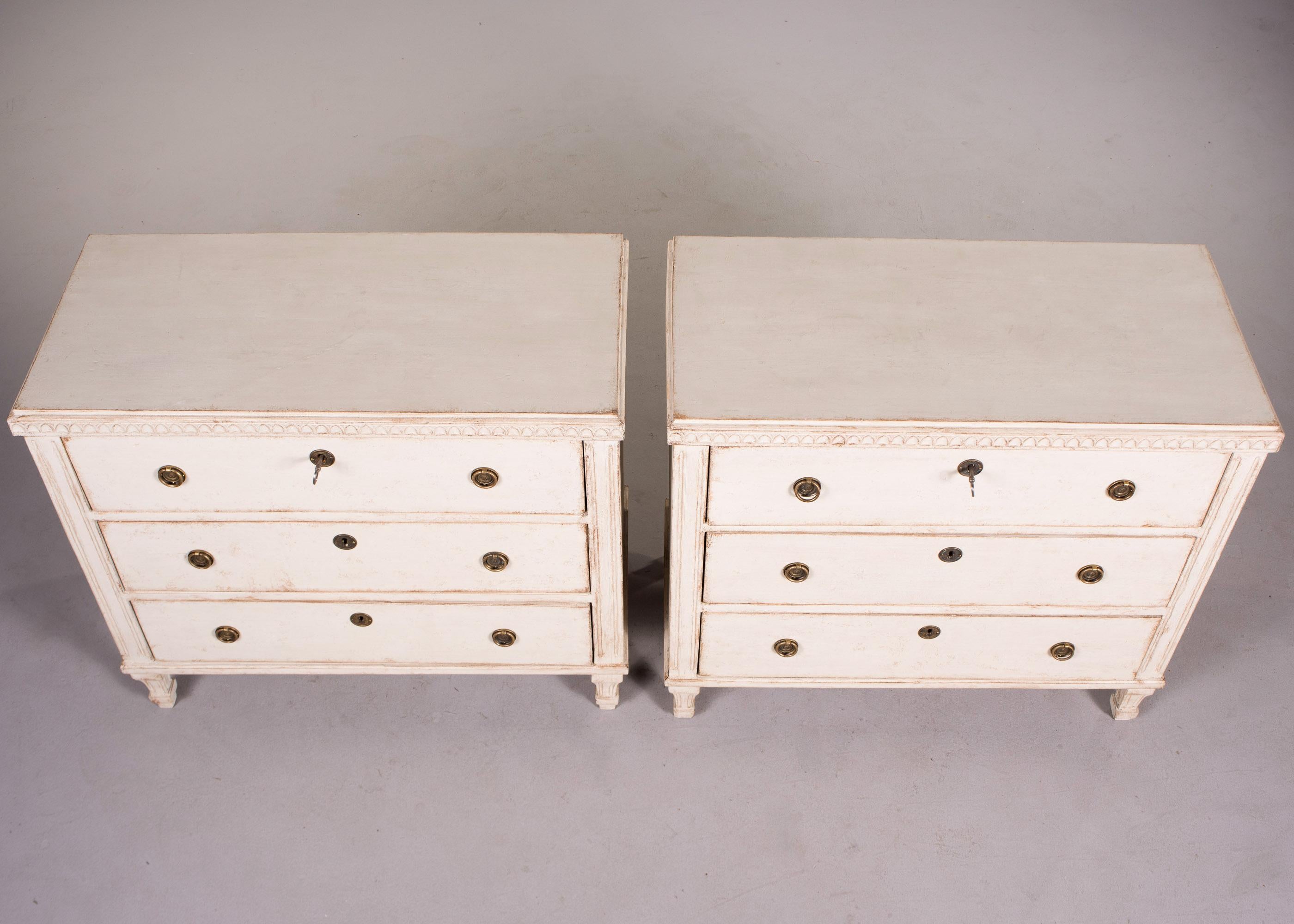 Pair Swedish Gustavian Painted Commodes C. 1860 1