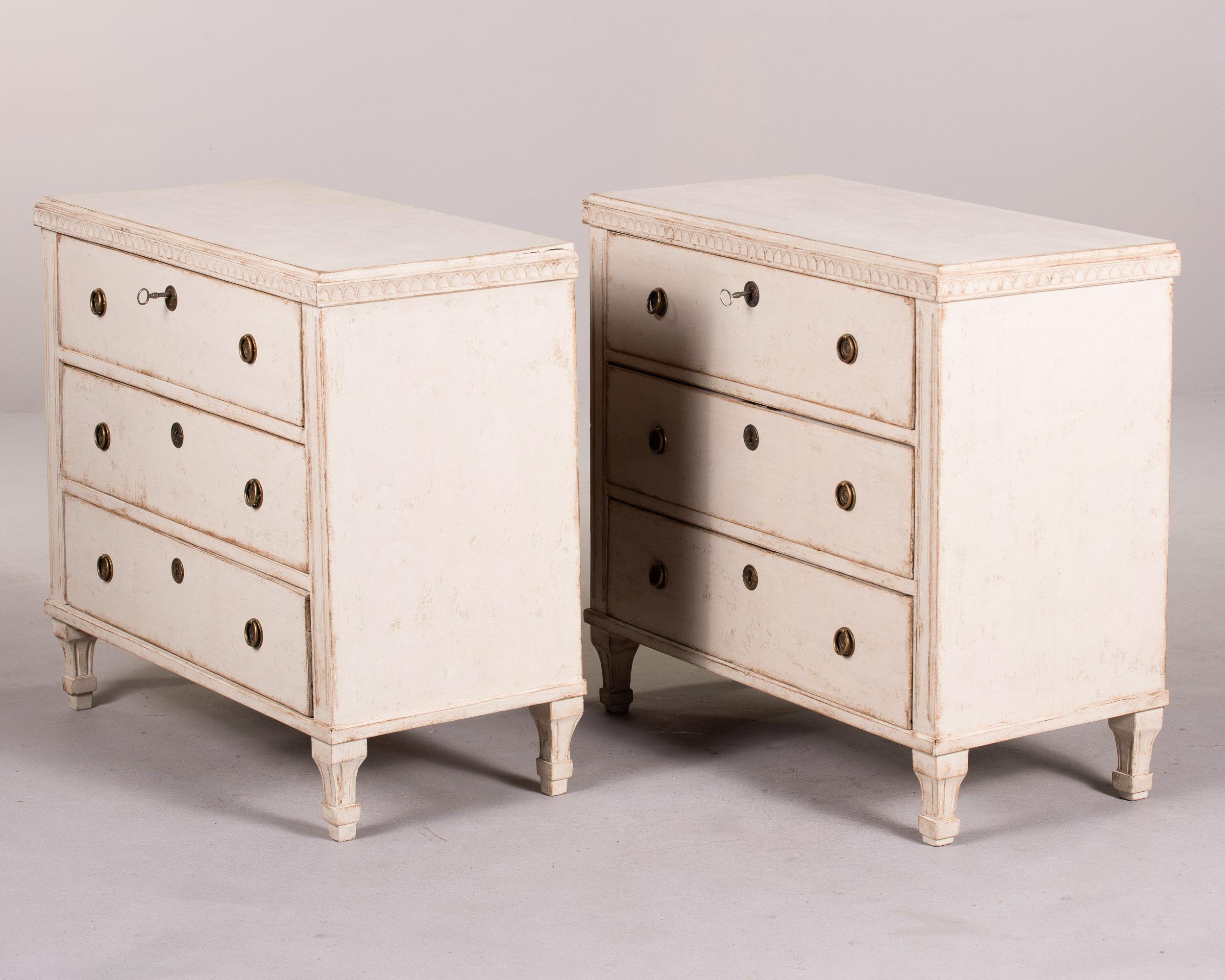 Pair Swedish Gustavian Painted Commodes C. 1860 2