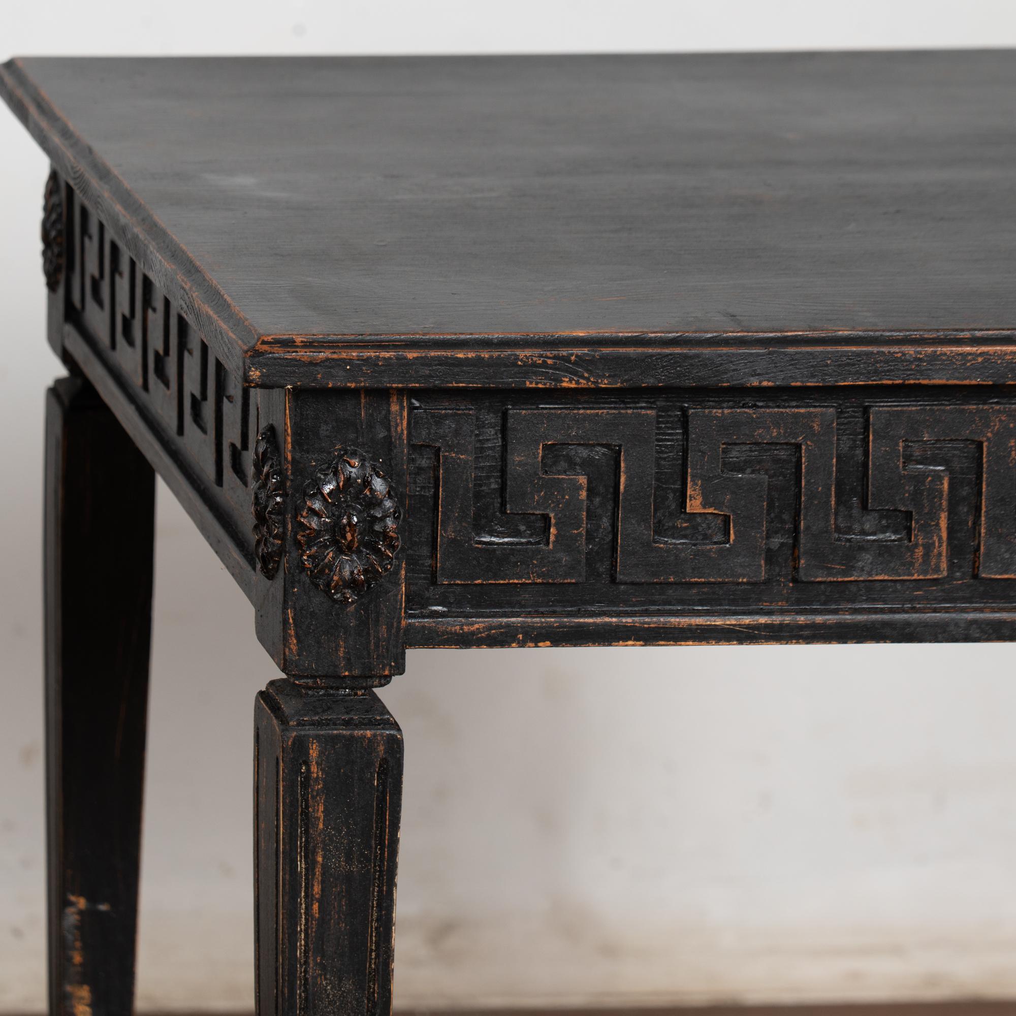 Pair, Swedish Gustavian Style Reproduction Black Side Tables For Sale 5