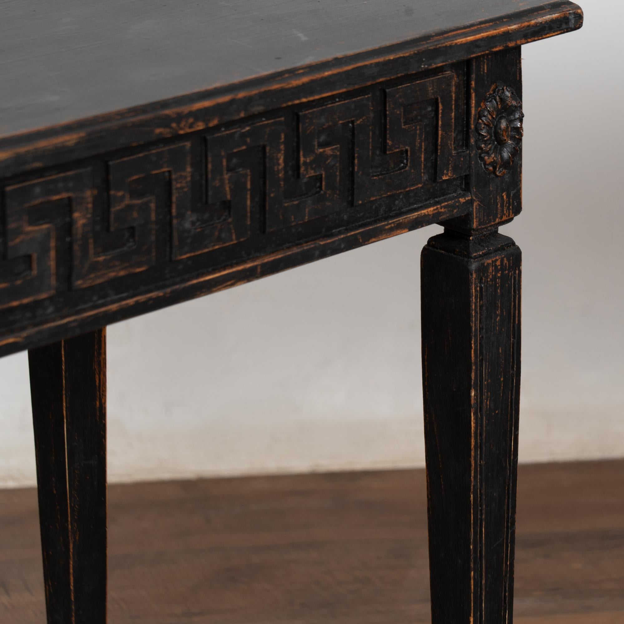 Pair, Swedish Gustavian Style Reproduction Black Side Tables For Sale 7