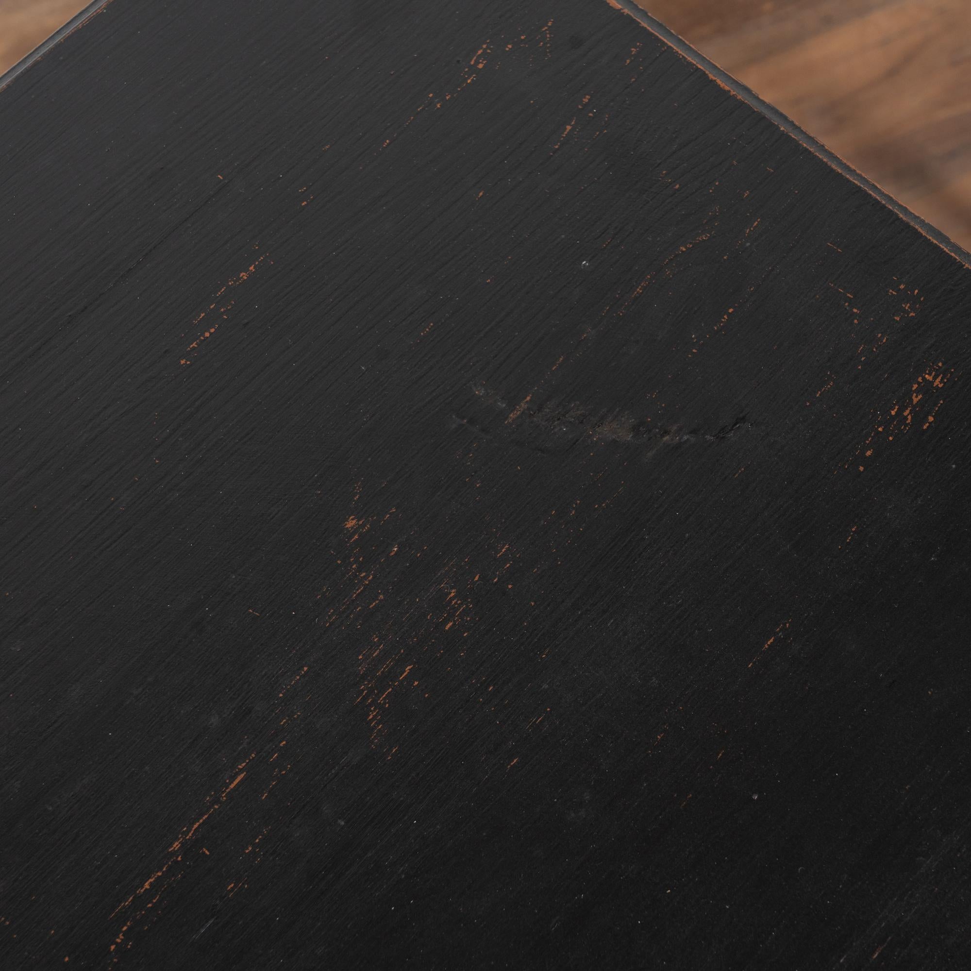 Pair, Swedish Gustavian Style Reproduction Black Side Tables For Sale 1