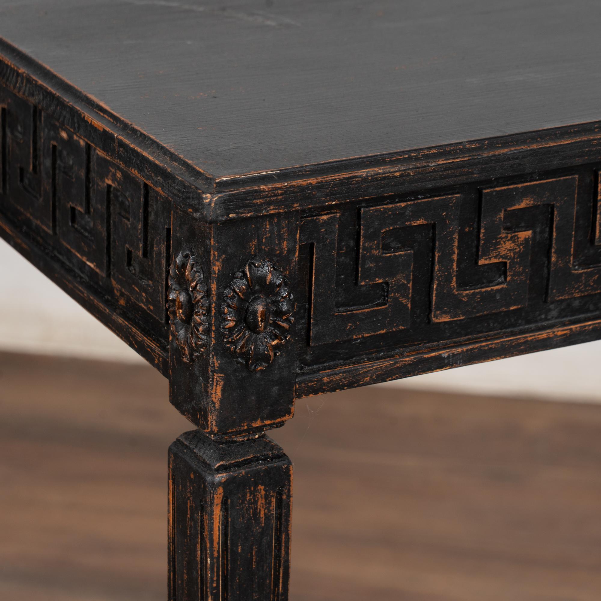 Pair, Swedish Gustavian Style Reproduction Black Side Tables For Sale 3