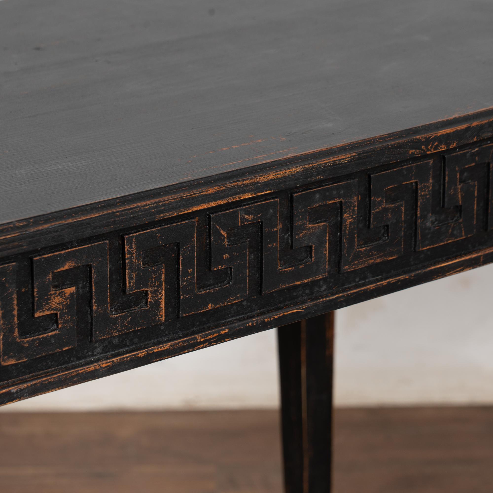 Pair, Swedish Gustavian Style Reproduction Black Side Tables For Sale 4