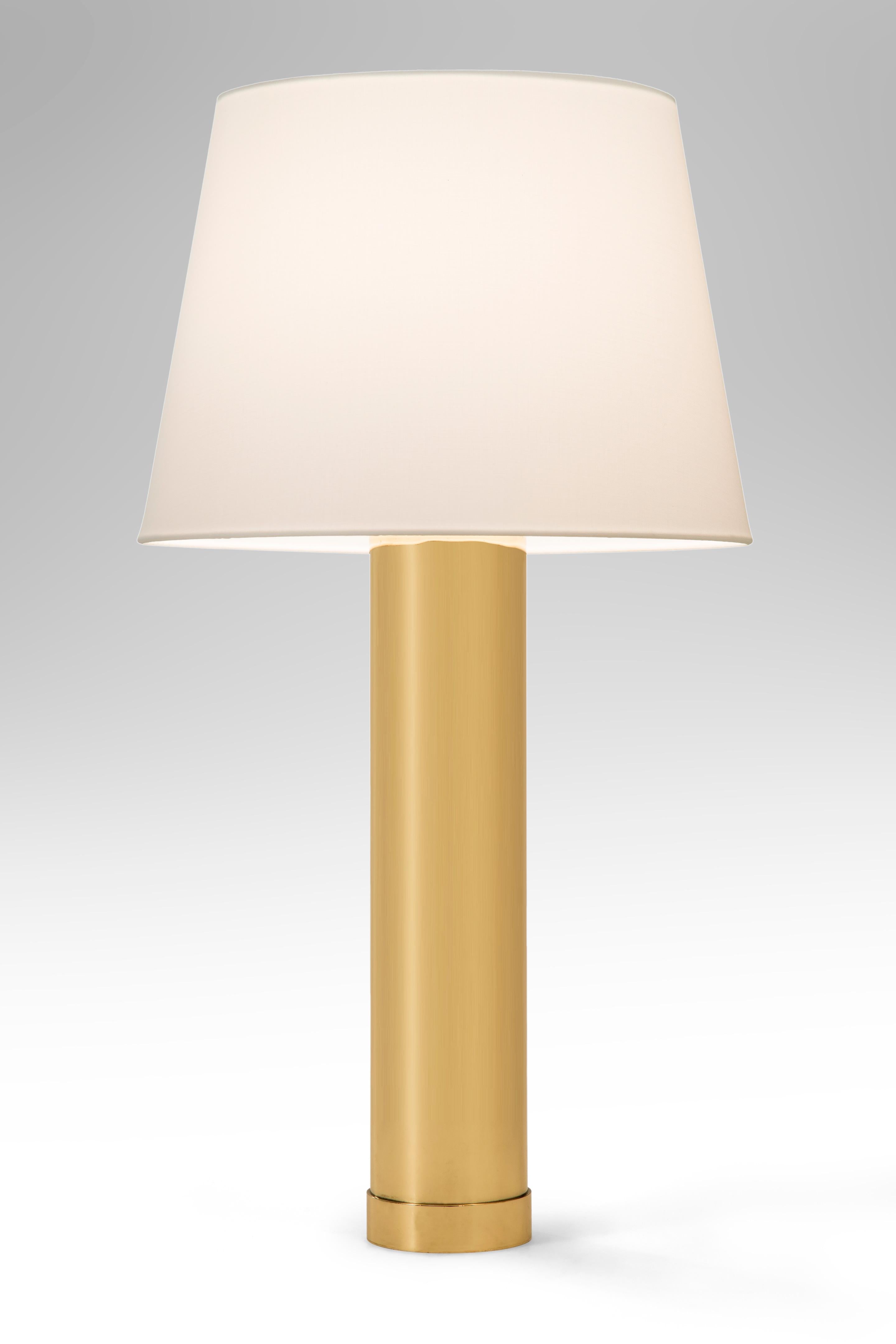 Pair of Swedish Mid-Century Modern brass lamps by Bergboms
Mid-20th century
Simple and elegant these stunning brass lamps would add distinction to any interior. Sometimes the most restrained design is the most powerful. Each brass columnar lamp