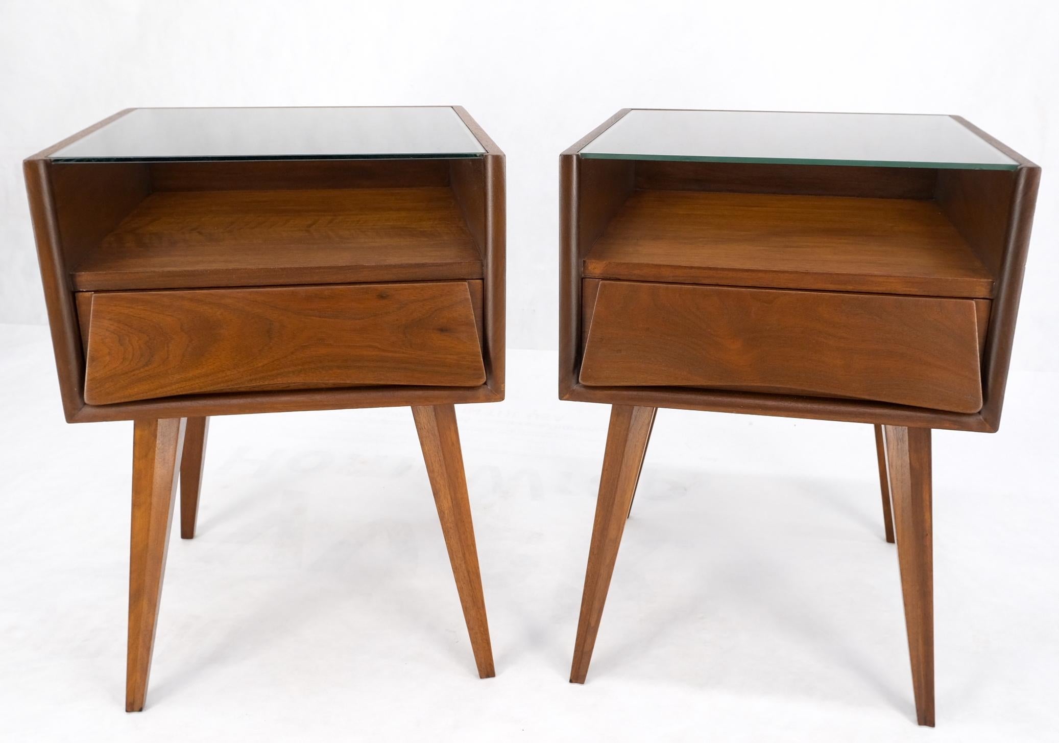 Pair Swedish Mid Century Modern Glass Top Cube Shape End Side Tables NightStands For Sale 9
