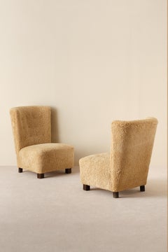 Pair Swedish Modern Easy Chairs, 1940s