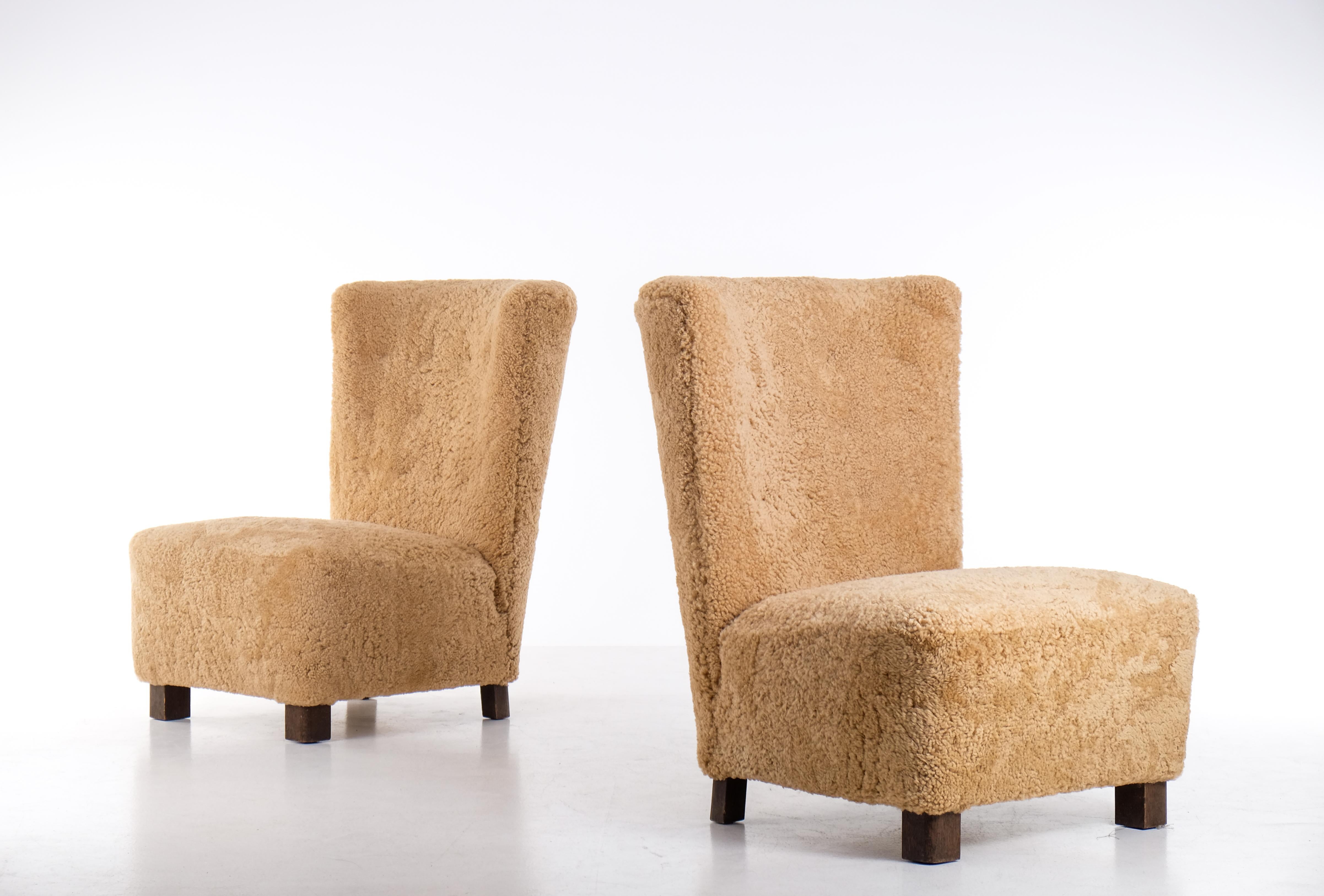Scandinavian Modern Pair Swedish Modern Easy Chairs, 1940s For Sale