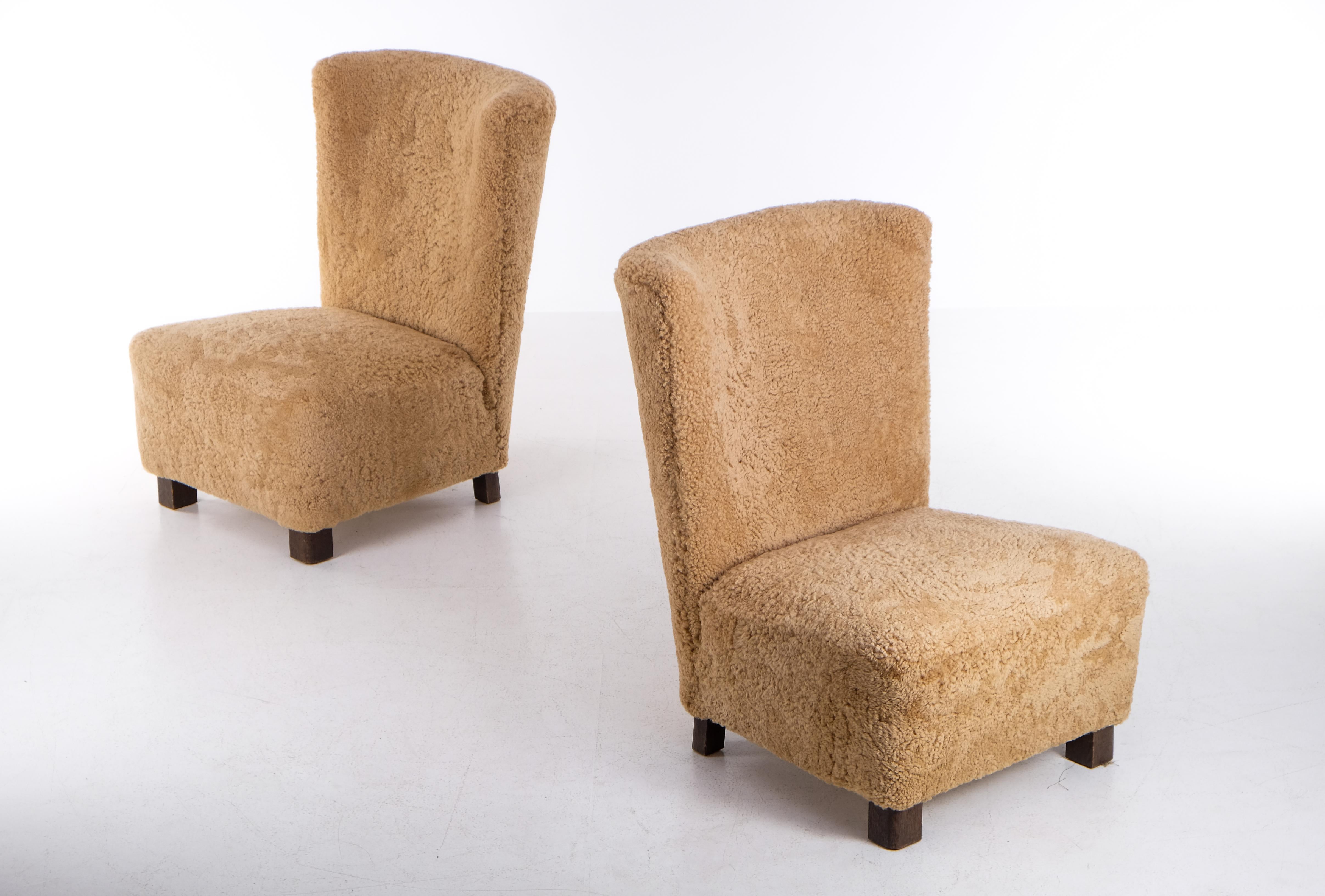Pair Swedish Modern Easy Chairs, 1940s For Sale 3