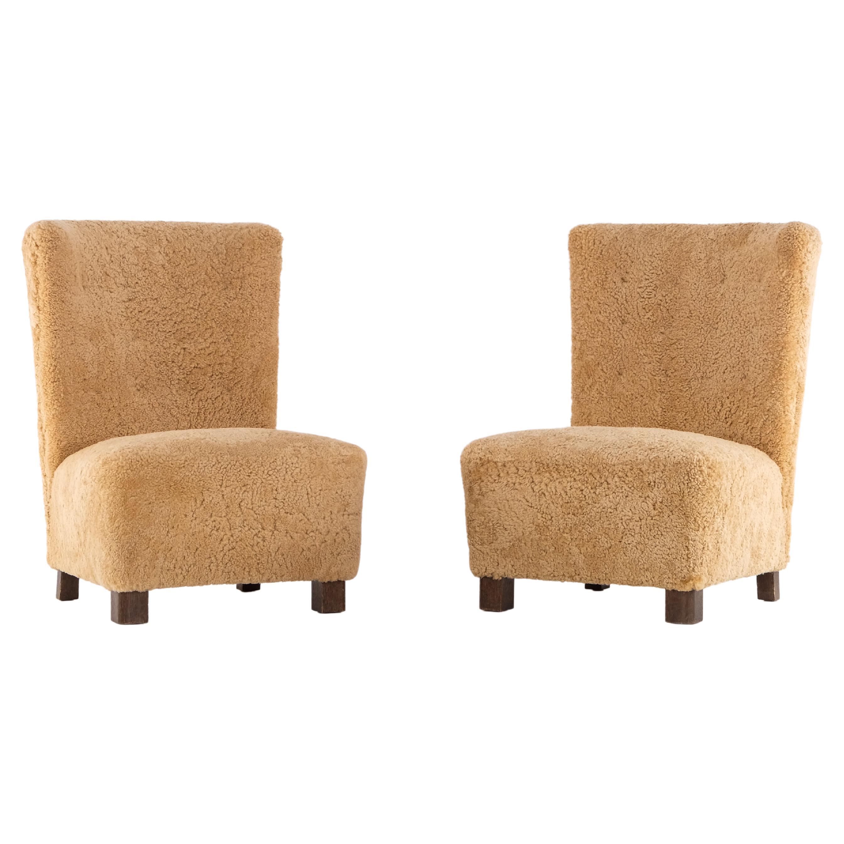 Pair Swedish Modern Easy Chairs, 1940s For Sale