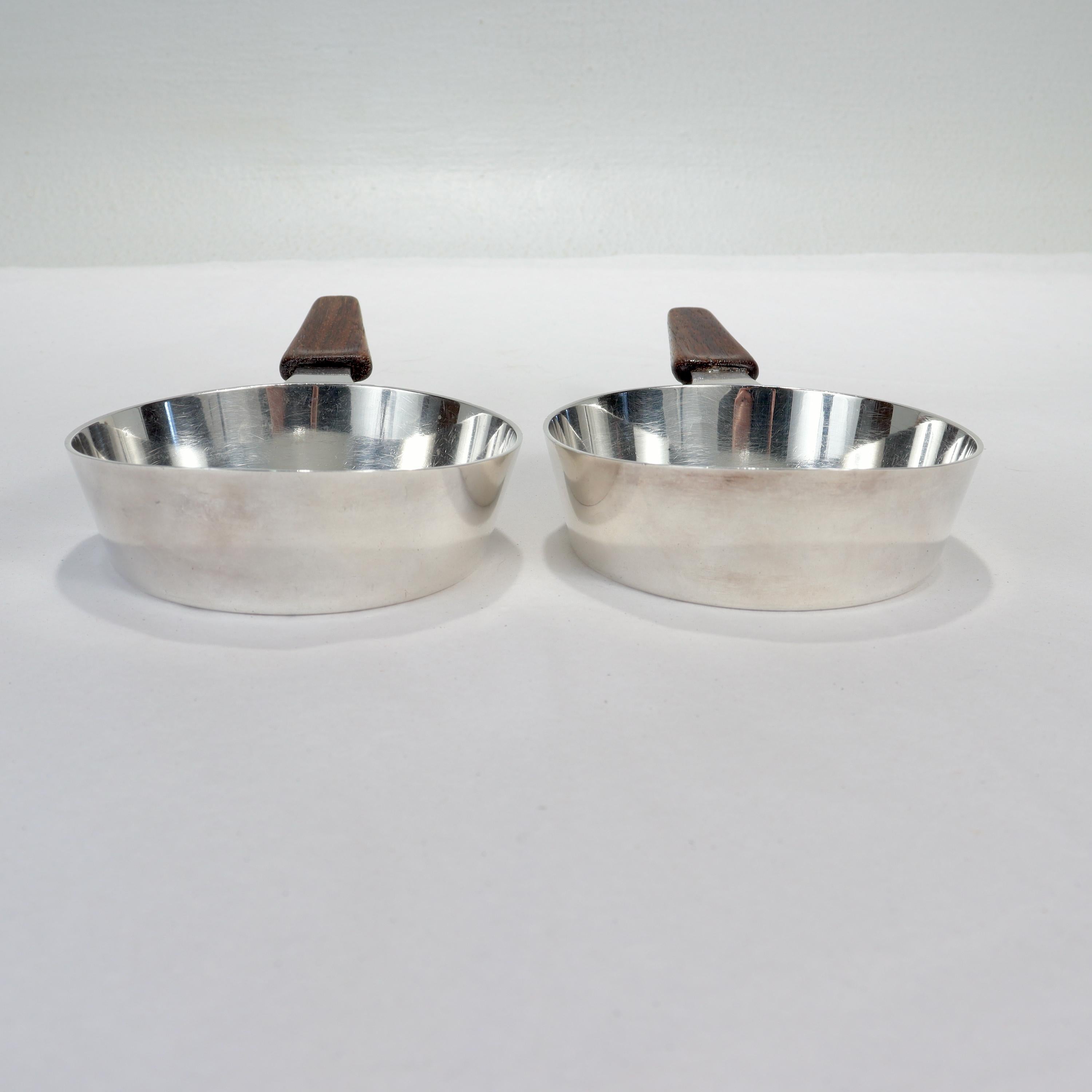 Pair Swedish Modernist Sterling Silver Dishes by Helge Lingren for Kay Anderson For Sale 6