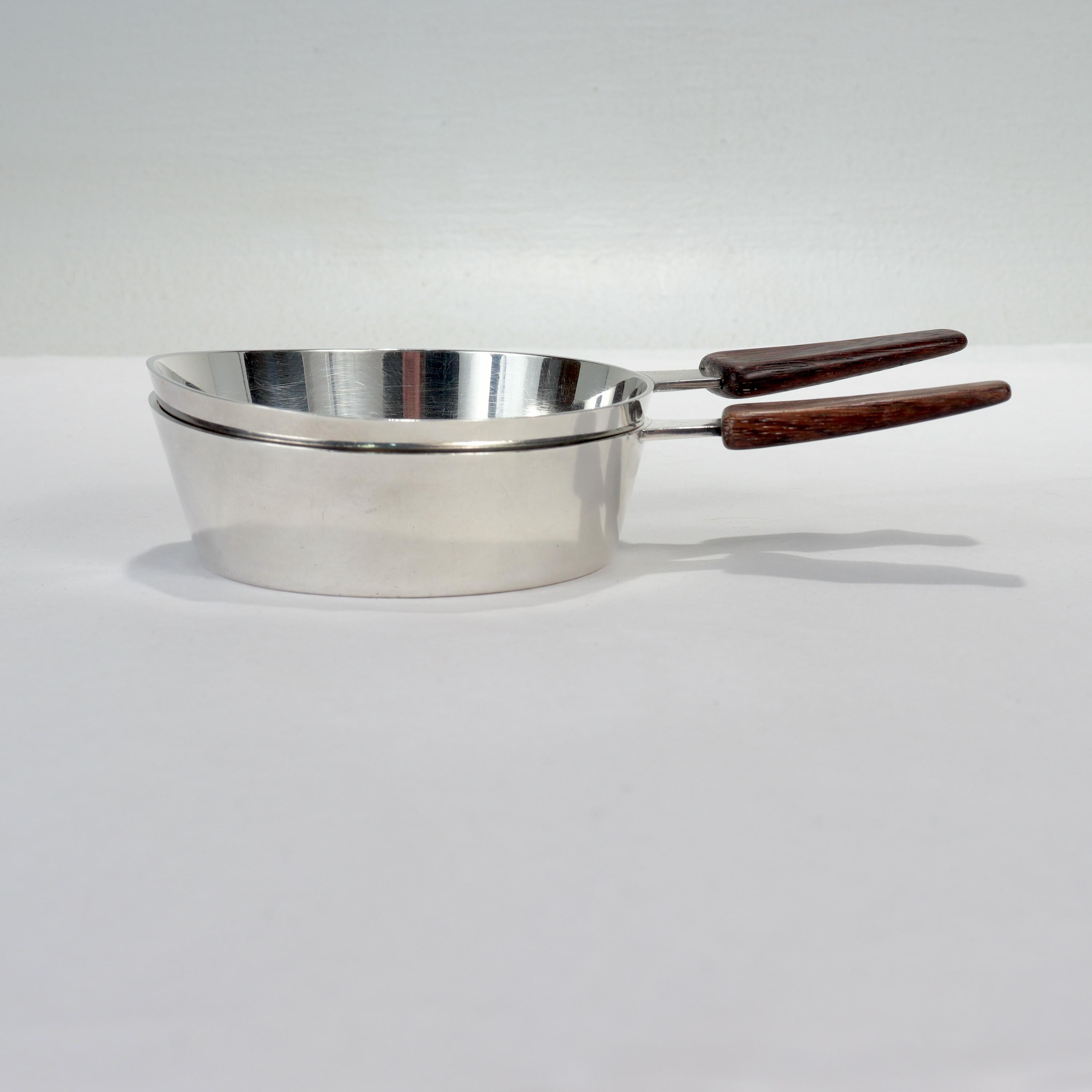 Pair Swedish Modernist Sterling Silver Dishes by Helge Lingren for Kay Anderson For Sale 1