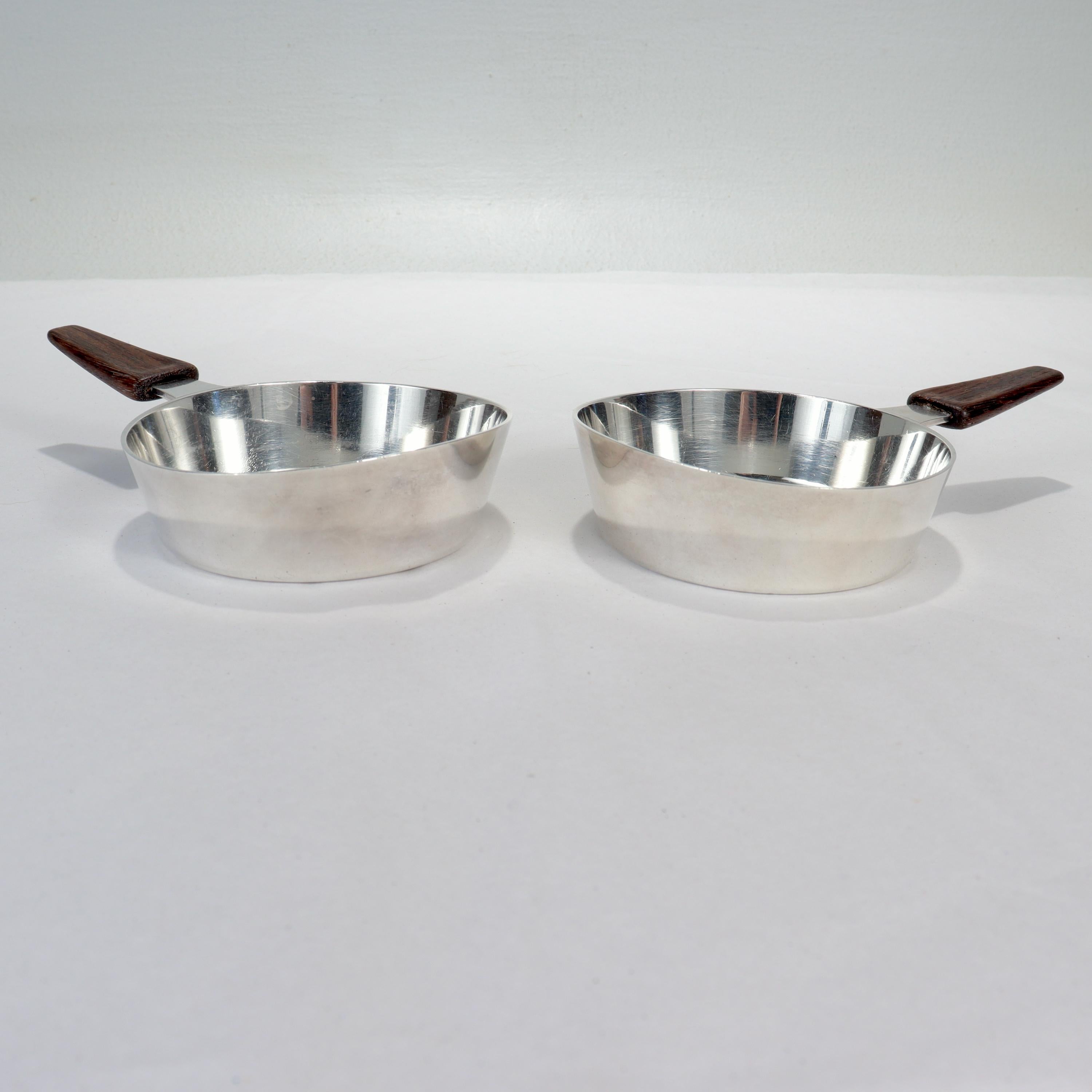 Pair Swedish Modernist Sterling Silver Dishes by Helge Lingren for Kay Anderson For Sale 3