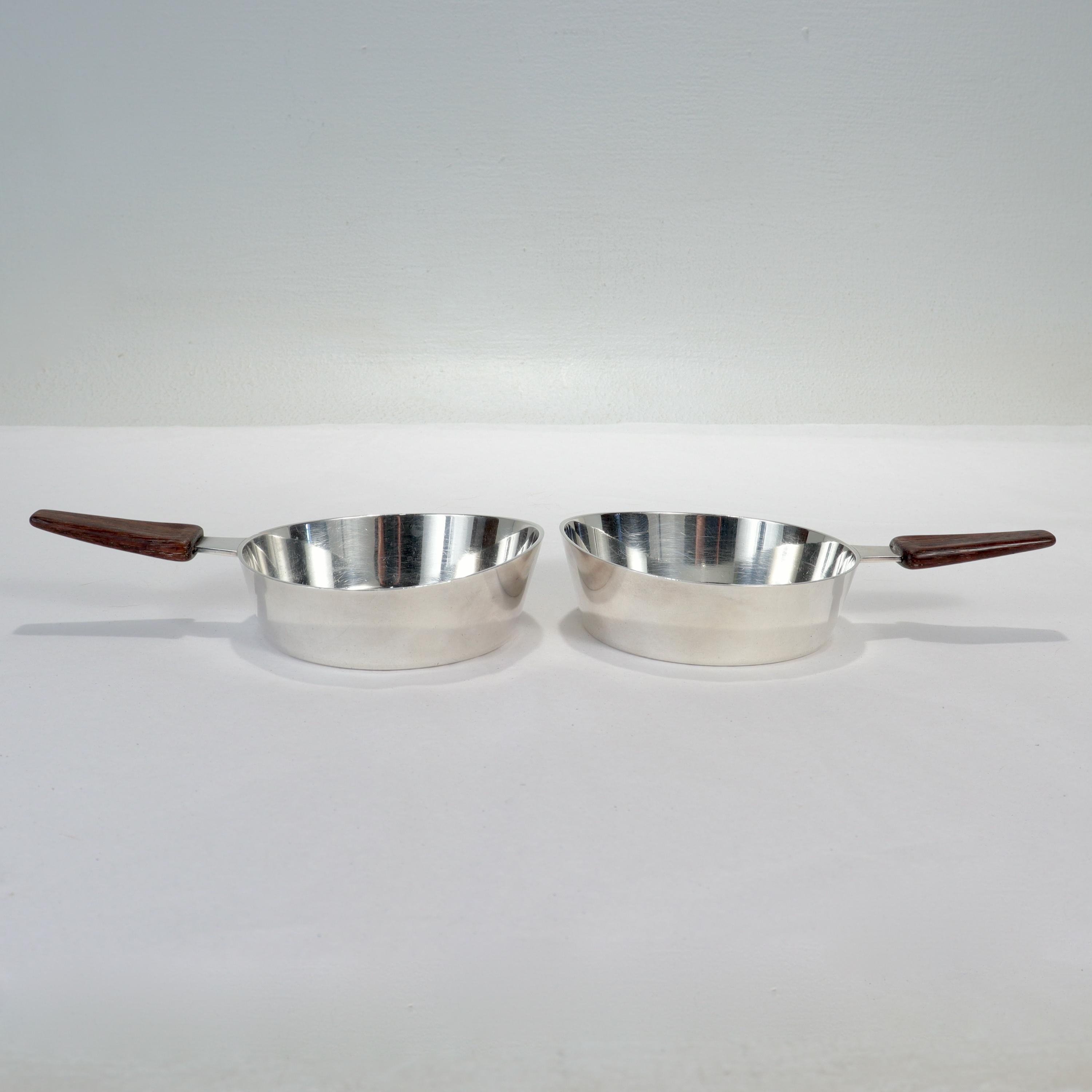Pair Swedish Modernist Sterling Silver Dishes by Helge Lingren for Kay Anderson For Sale 4