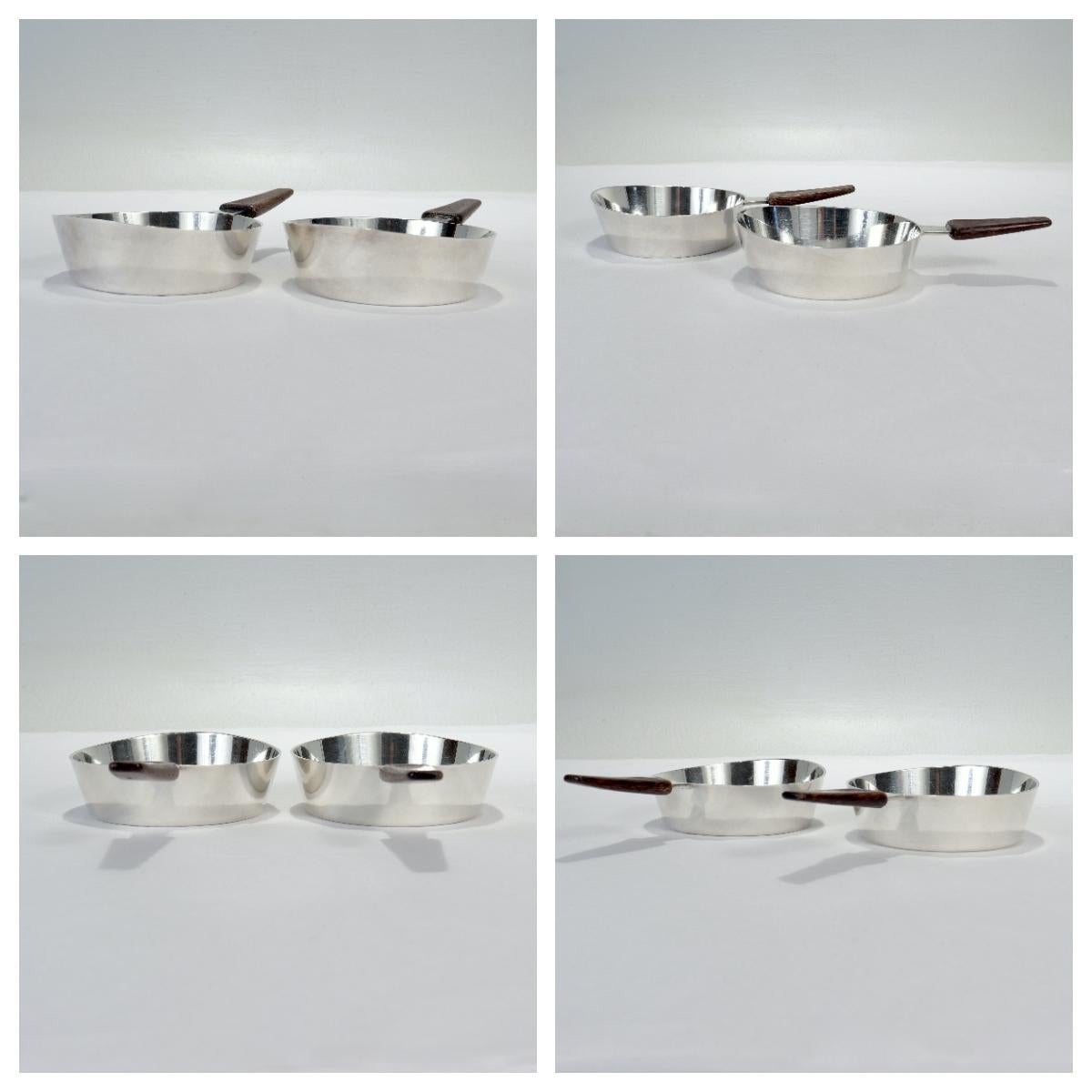 Pair Swedish Modernist Sterling Silver Dishes by Helge Lingren for Kay Anderson For Sale 5