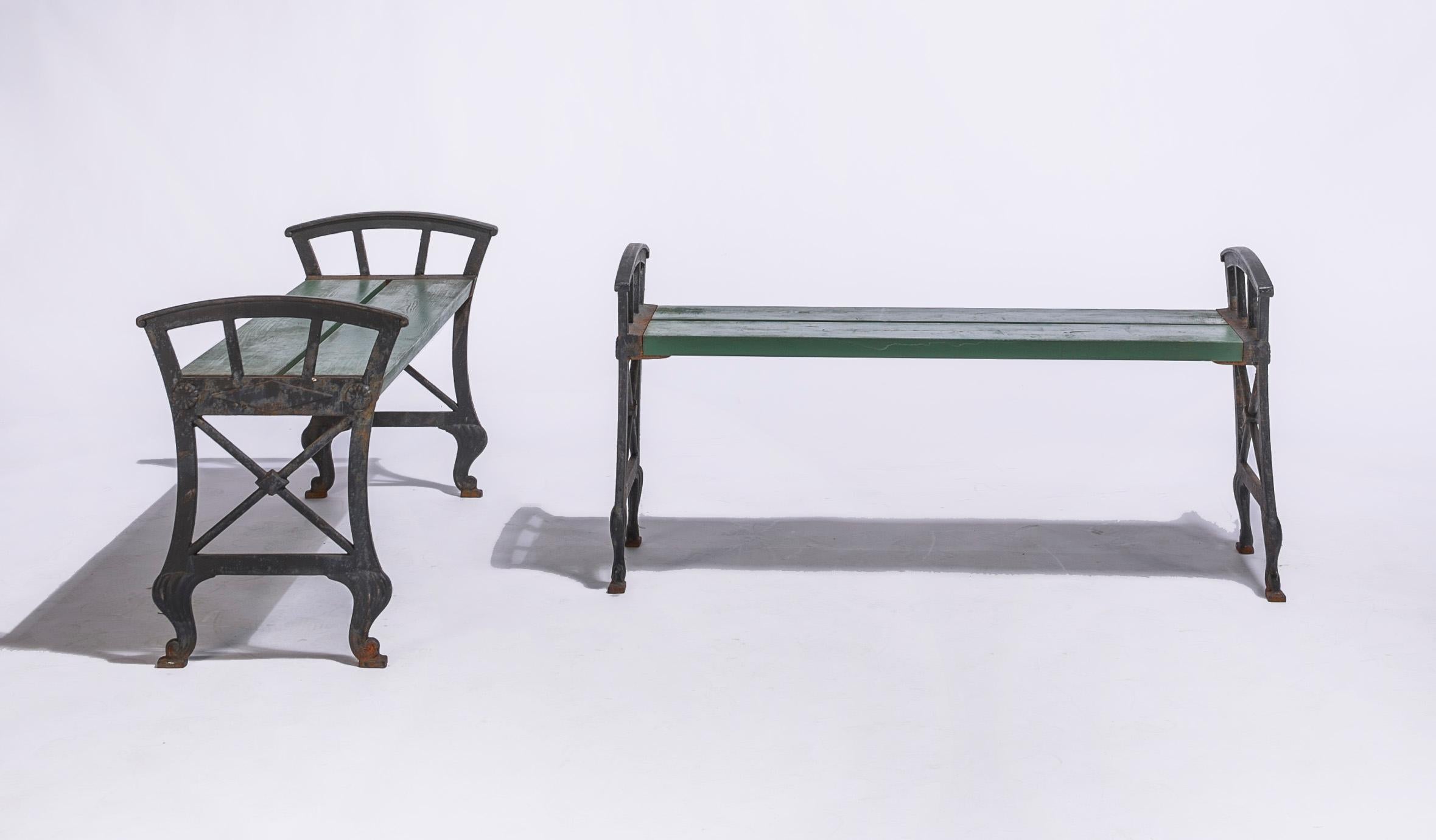 Art Deco Pair of Swedish Outdoor Benches by Folke Bensow, 1920s