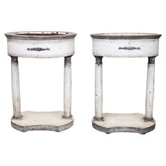 Pair Swedish Painted Jardinière Planters On Column Bases