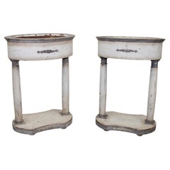 Pair Swedish Painted Jardinière Planters On Column Bases