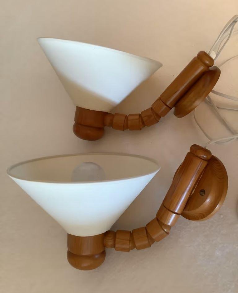 Schwedische Wandleuchter aus Kiefernholz mit Gelenk von Solbackens Svarveri, 1960er Jahre, Paar im Angebot 3