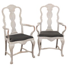 Pair, Swedish Rococo Style Arm Chairs, circa 1890