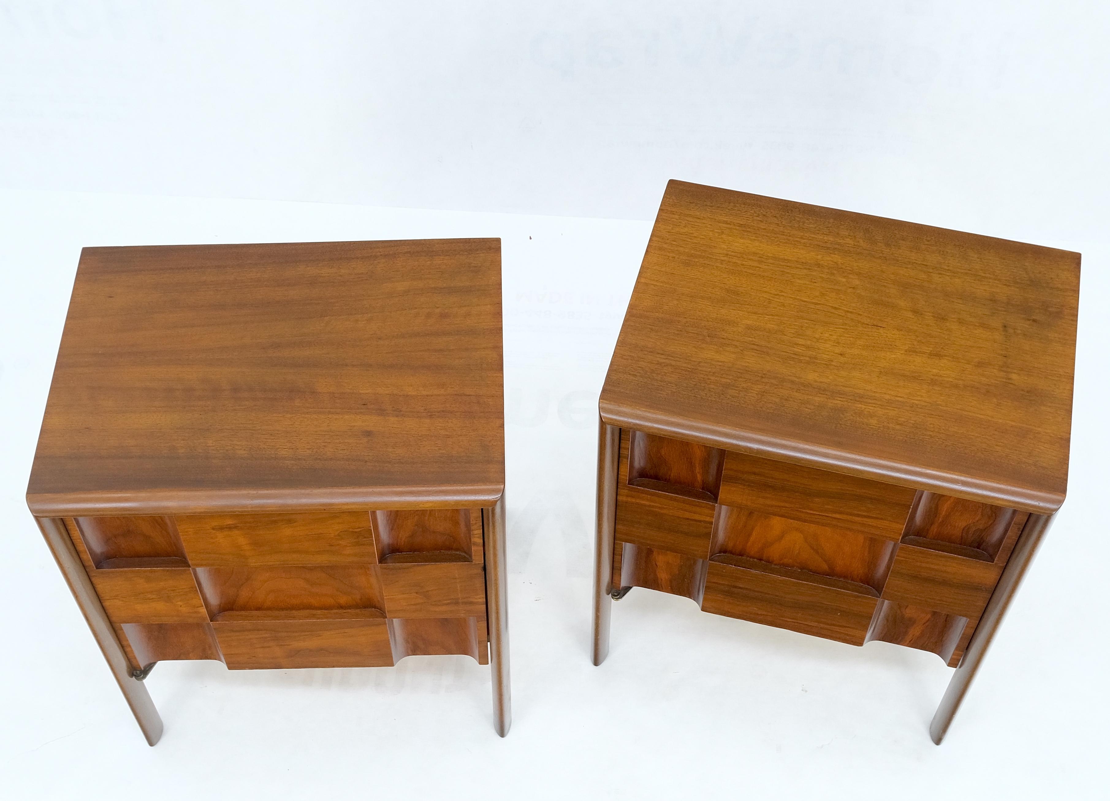 Pair Swedish Walnut Birch Int Block Front Door End Side Tables Night Stands Mint For Sale 4