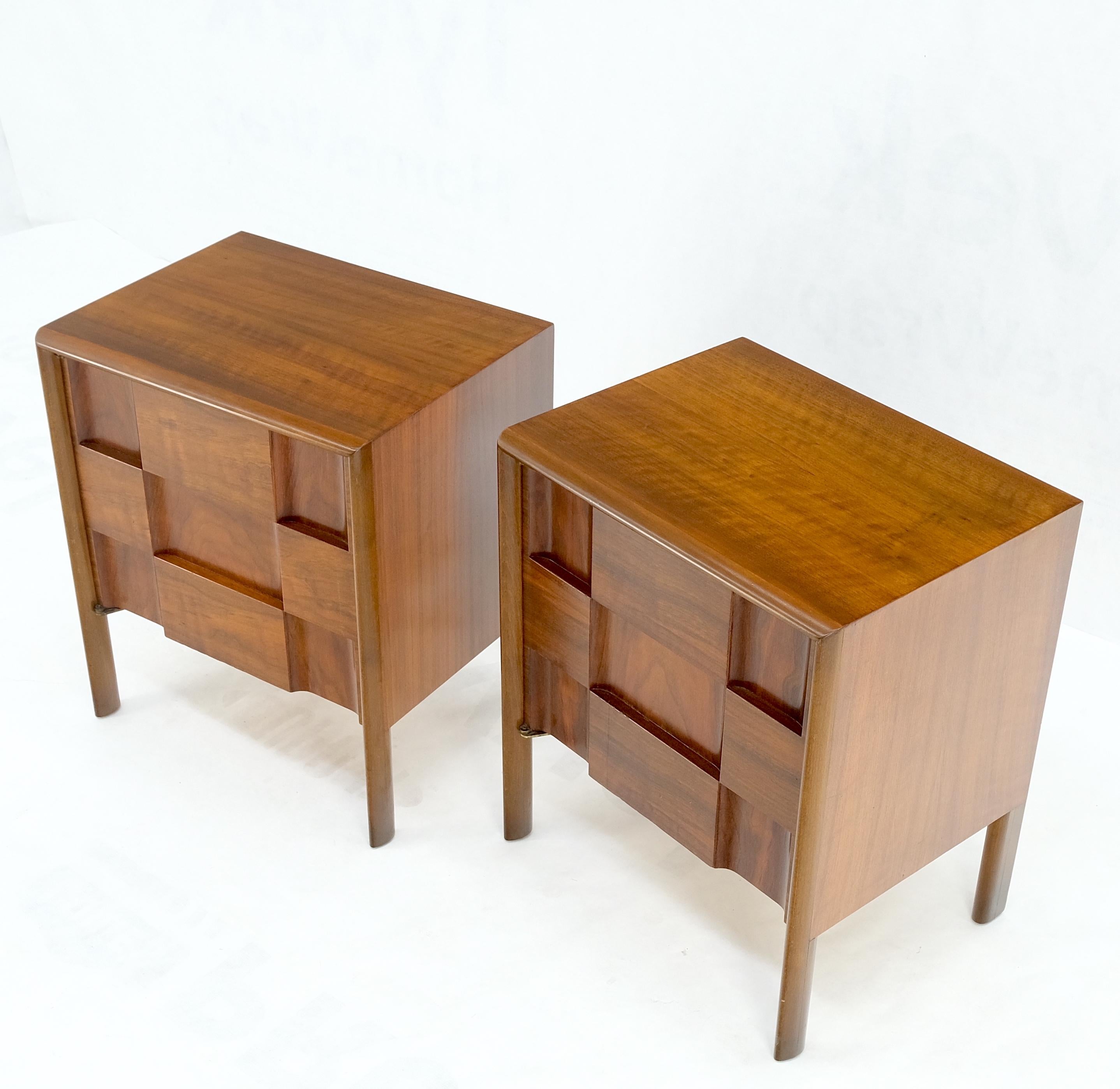 Pair Swedish Walnut Birch Int Block Front Door End Side Tables Night Stands Mint For Sale 5