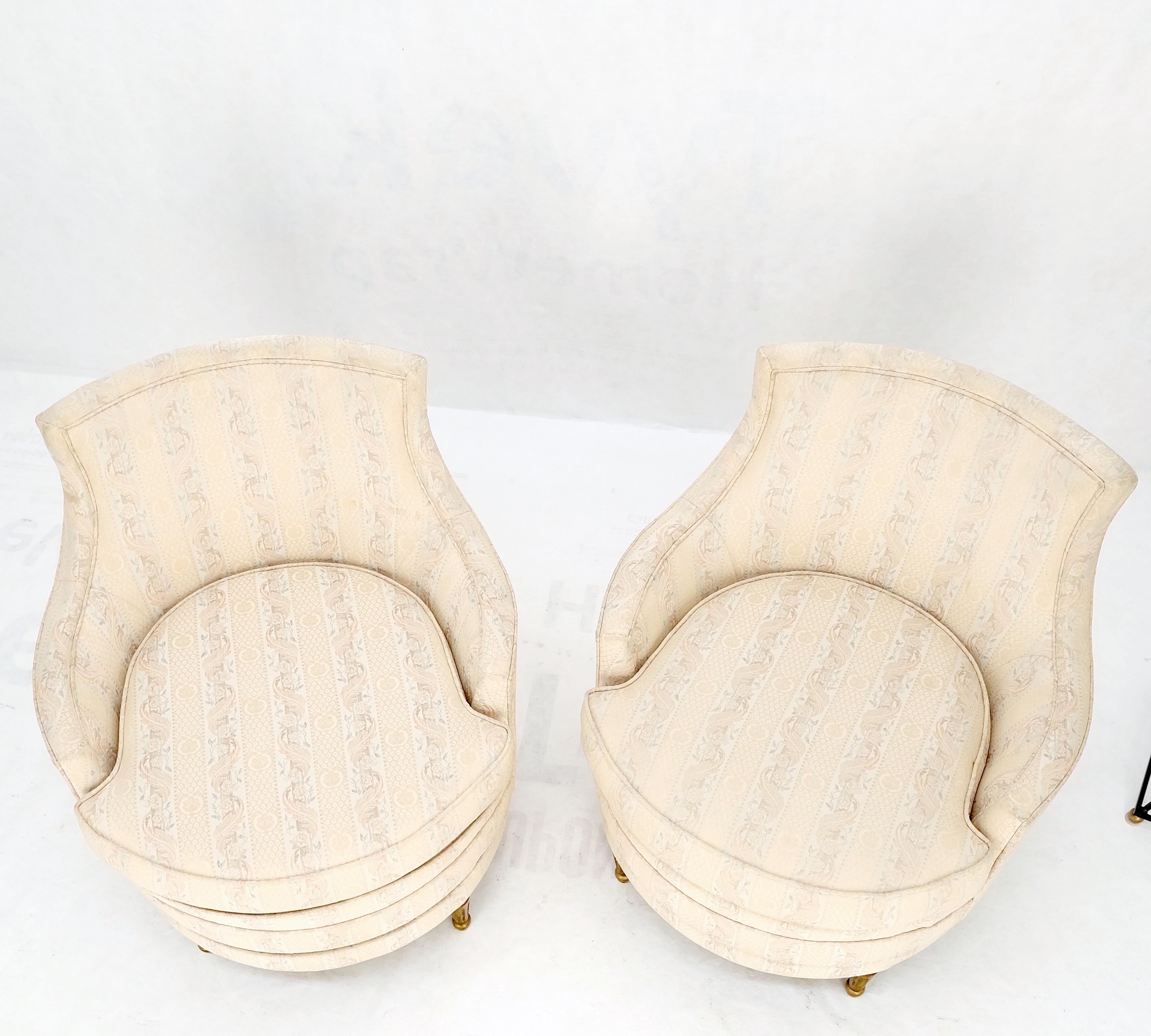 Paire de chaises longues pivotantes Art Deco Mid Century Modern Compact Round Barrel Pod  en vente 6